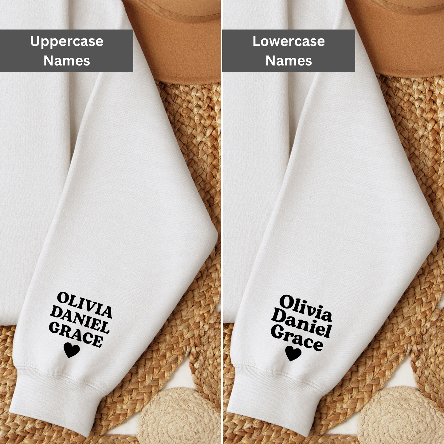 Personalized Puff Embossed Mama Sweatshirt with Kid Names on Sleeve (OUTLINE)