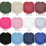 Personalized Puff Embossed Script Collar Mama Sweatshirt with Kid Names on Sleeve