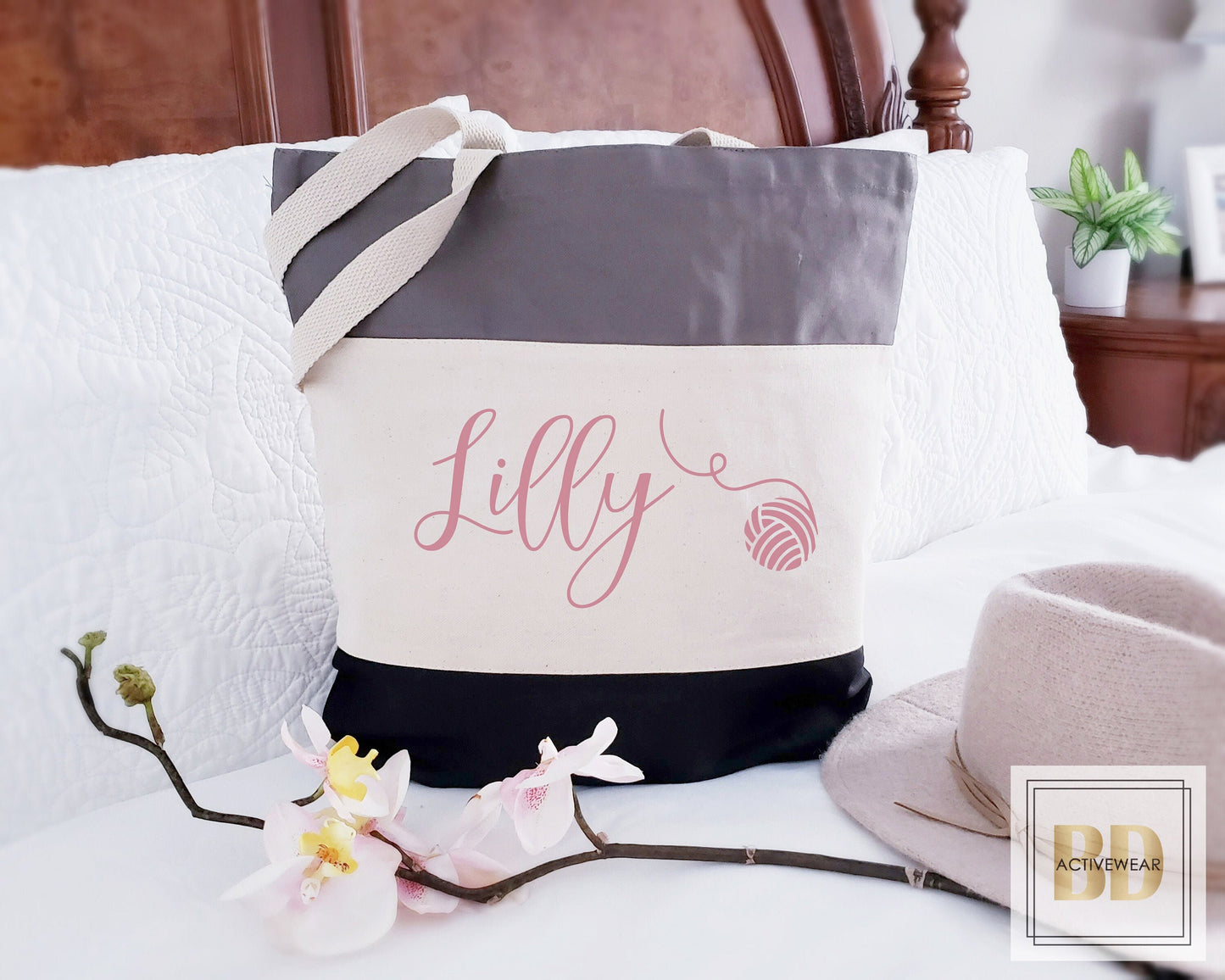 Knitting tote bag, Knitting tote bag personalized, Knitting tote canvas, Knitting gifts for women, Custom Tote, Personalized tote bag