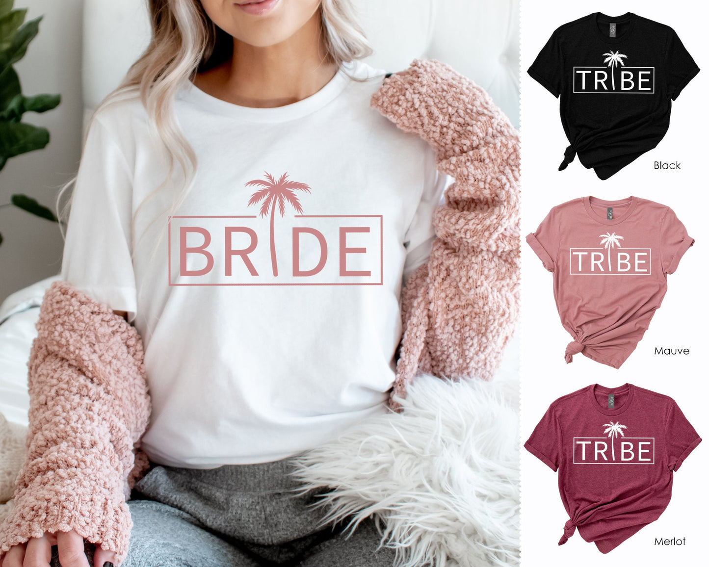 Bride Tribe Shirt, Bride Tribe Tshirt, Bachelorette Party Shirts, Bridesmaid Gift, Proposal Gift, Bride Tee, Beach, Palm Tree, Squad 7-21