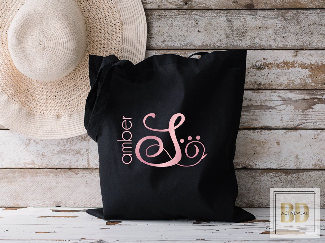 Library Tote Bag, Book Bag, Tote Bag For Women, Personalized Tote Bag, Initial Bridesmaid Bag, Bachelorette Gift Bag with Name 8-21