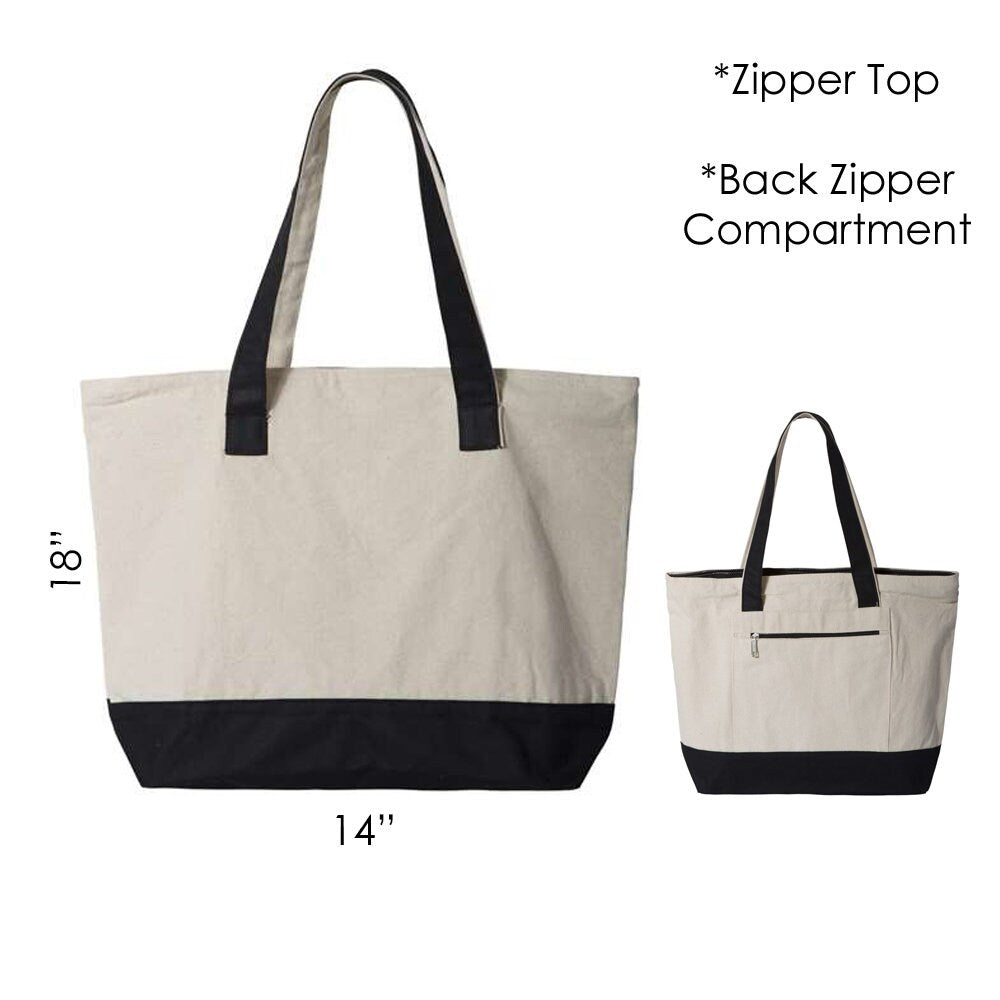 Zipper Tote Bag, Tote Bag Personalized Tote Bag Women - new bride Tote Bag Gift, Personalized Tote Bag, Cotton Canvas Tote