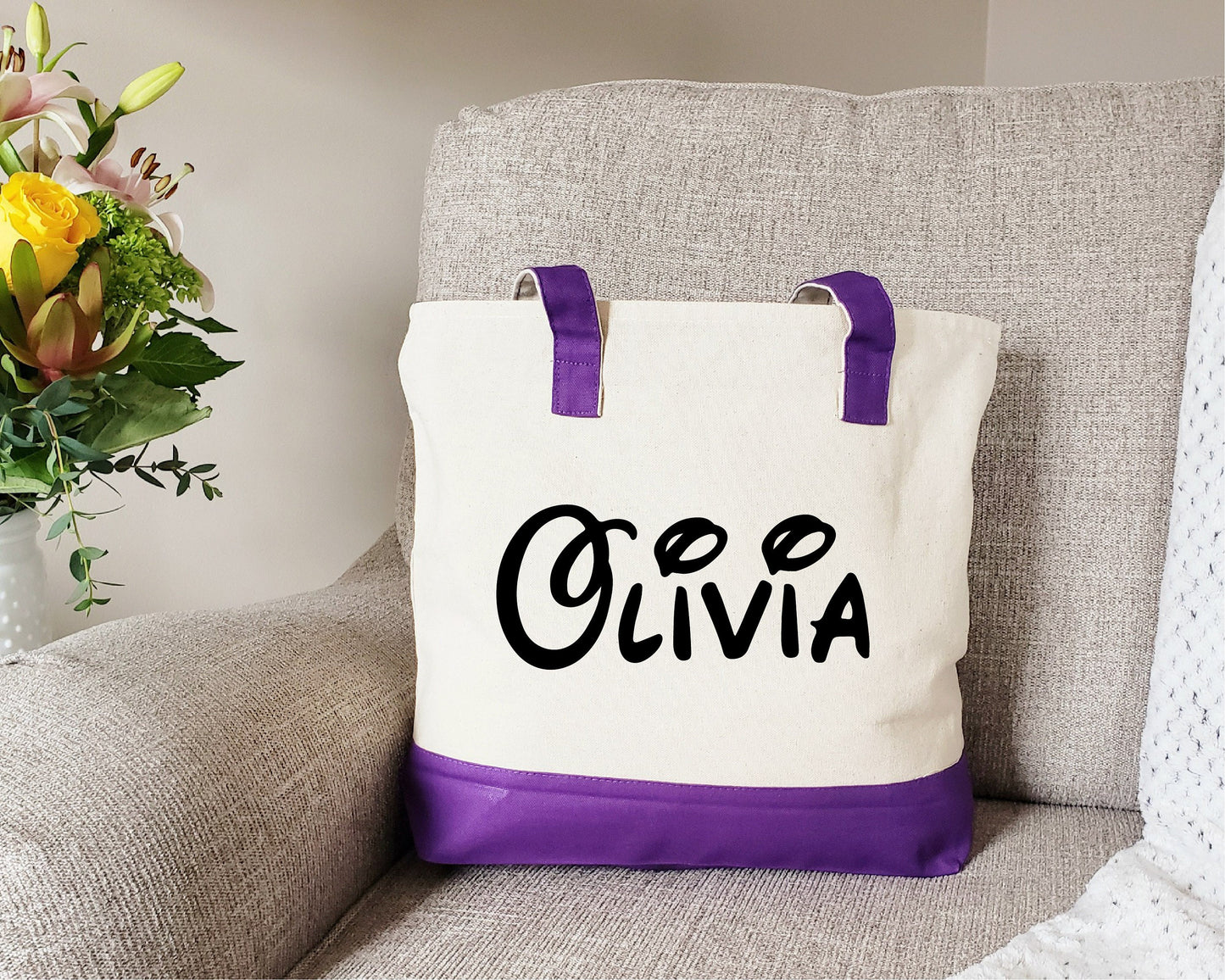 Zipper Tote Bag, Preschool Tote, Library Bag, Preschool Bag, Kindergarten Tote, Custom Tote, Bridesmaid Bag, Personalized Tote Bag