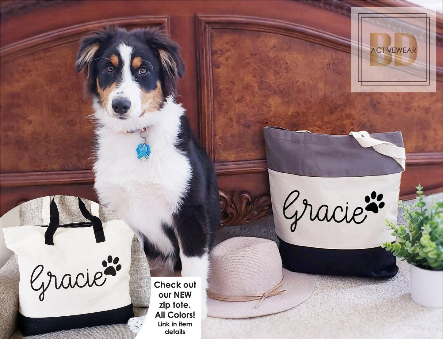Dog Mom Tote, Dog Tote Bag Personalized, , Dog Bag for Traveling, pet gift, Dog Bag for Treats, Cotton Canvas, Dog Bag for Supplies, Womens