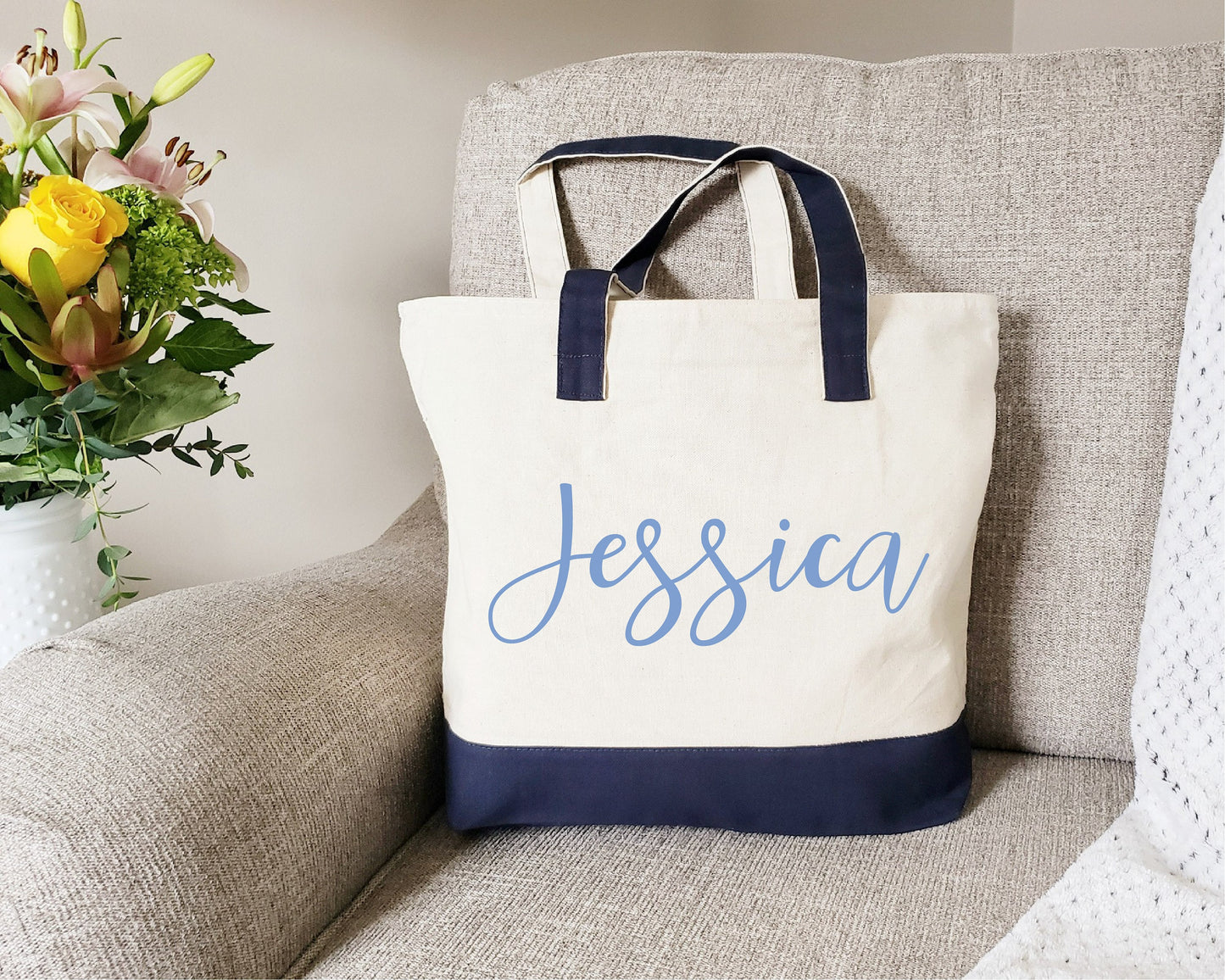 Zipper Tote Bag, Ballet bag, Ballet bag for girls, Ballet bag personalized, Ballet tote bag, Personalized gift, Cotton Canvas Tote