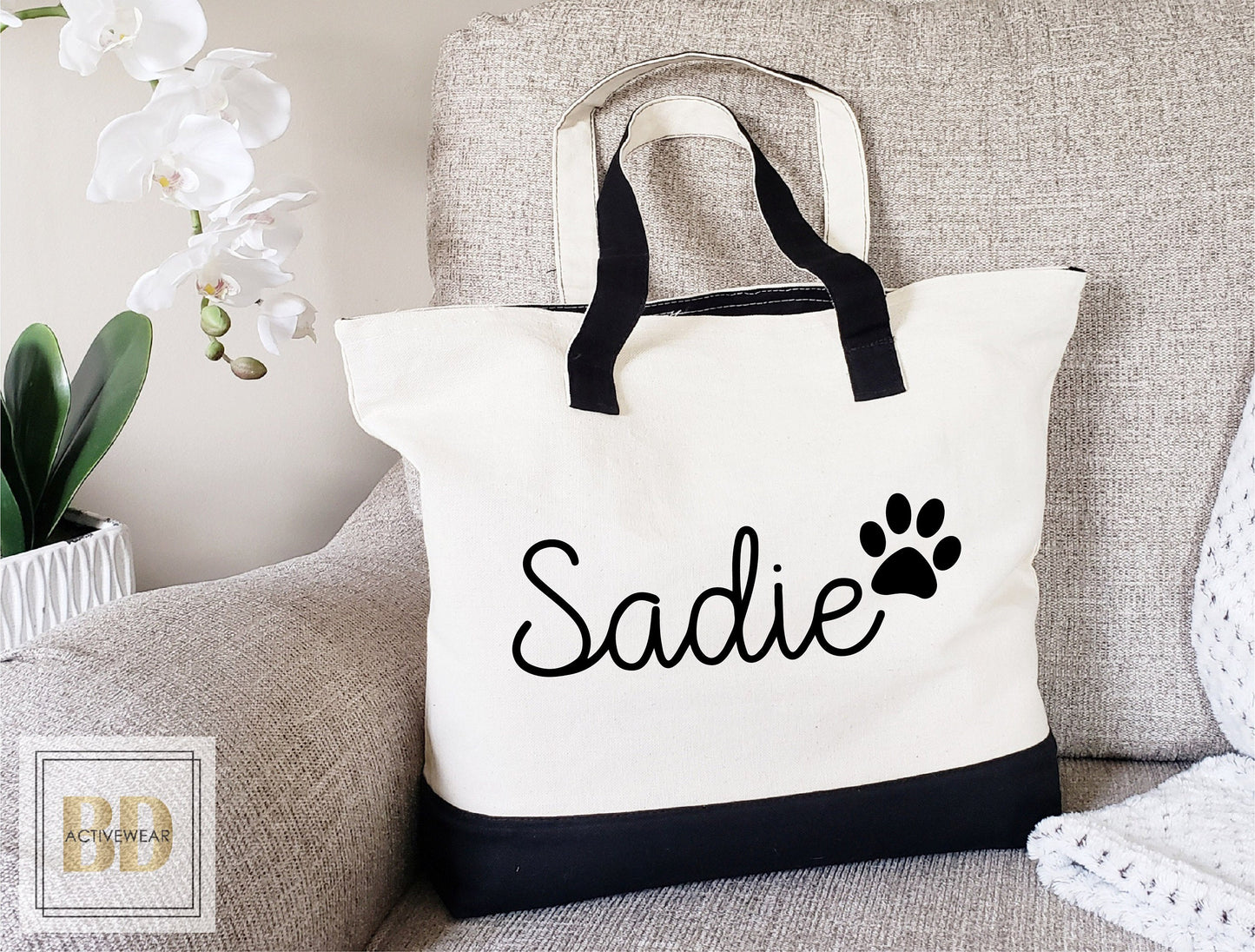 Zipper Tote Bag, Custom dog mom Gift, Personalized Pet Bag, Custom Pet Bag, Custom pet tote Bag, pet gift, Personalized Tote Bag Women