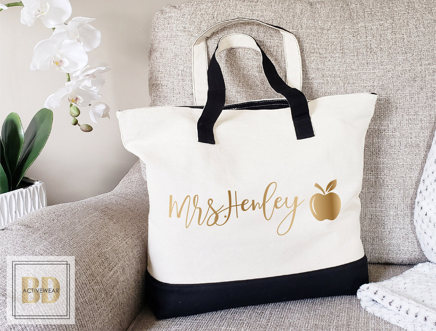 Zipper Tote Bag, Teacher tote bag, Personalized teacher tote bag, Gifts for teachers, Teacher life, Personalized teacher gift, Custom Tote
