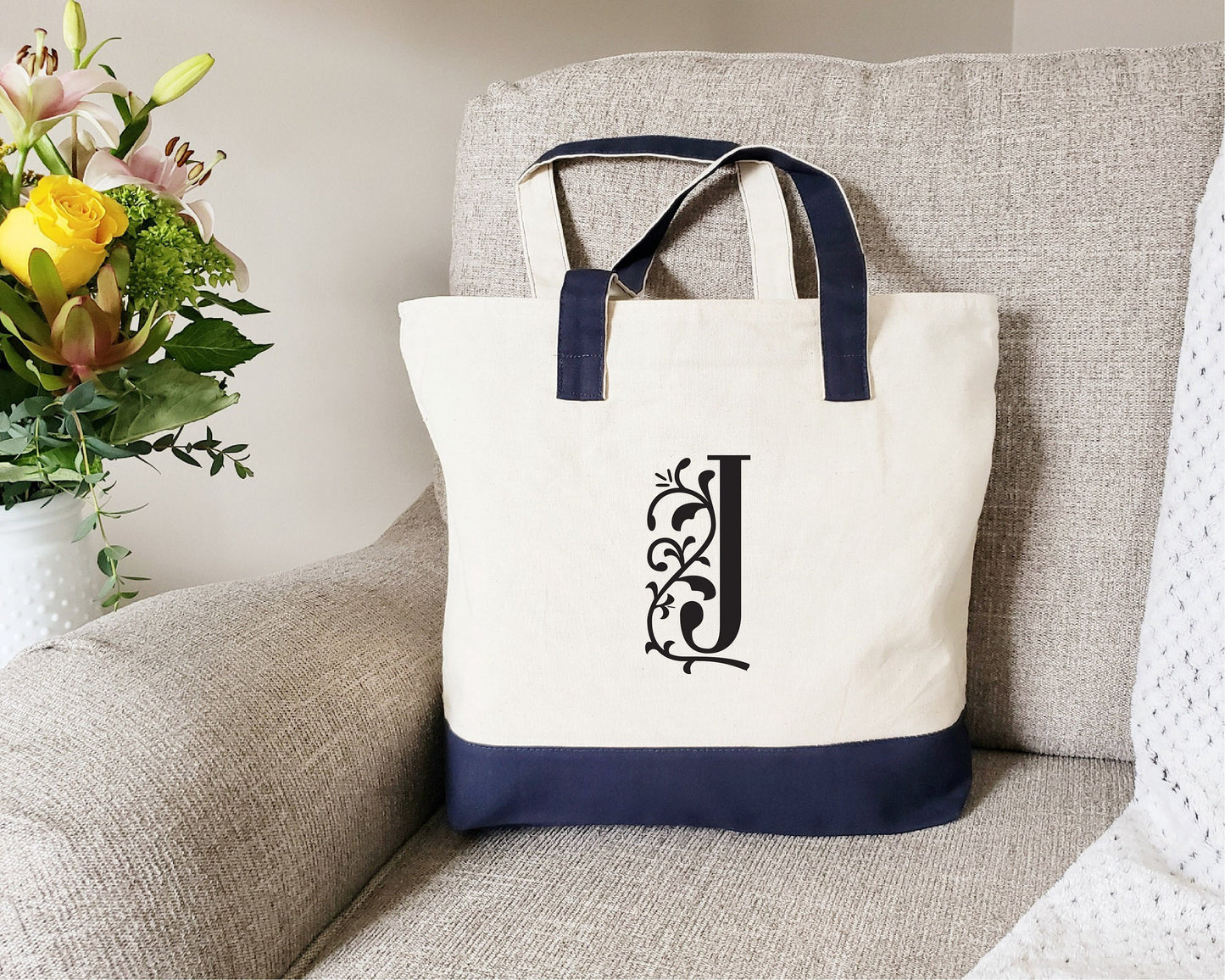 Zipper Tote Bag, Bridesmaid Tote Bag, Set of 5, 6, 7, 8, 9 Personalized Monogram Tote Bag, Bridesmaid Gift, Bridal Party Gift, Proposal Gift