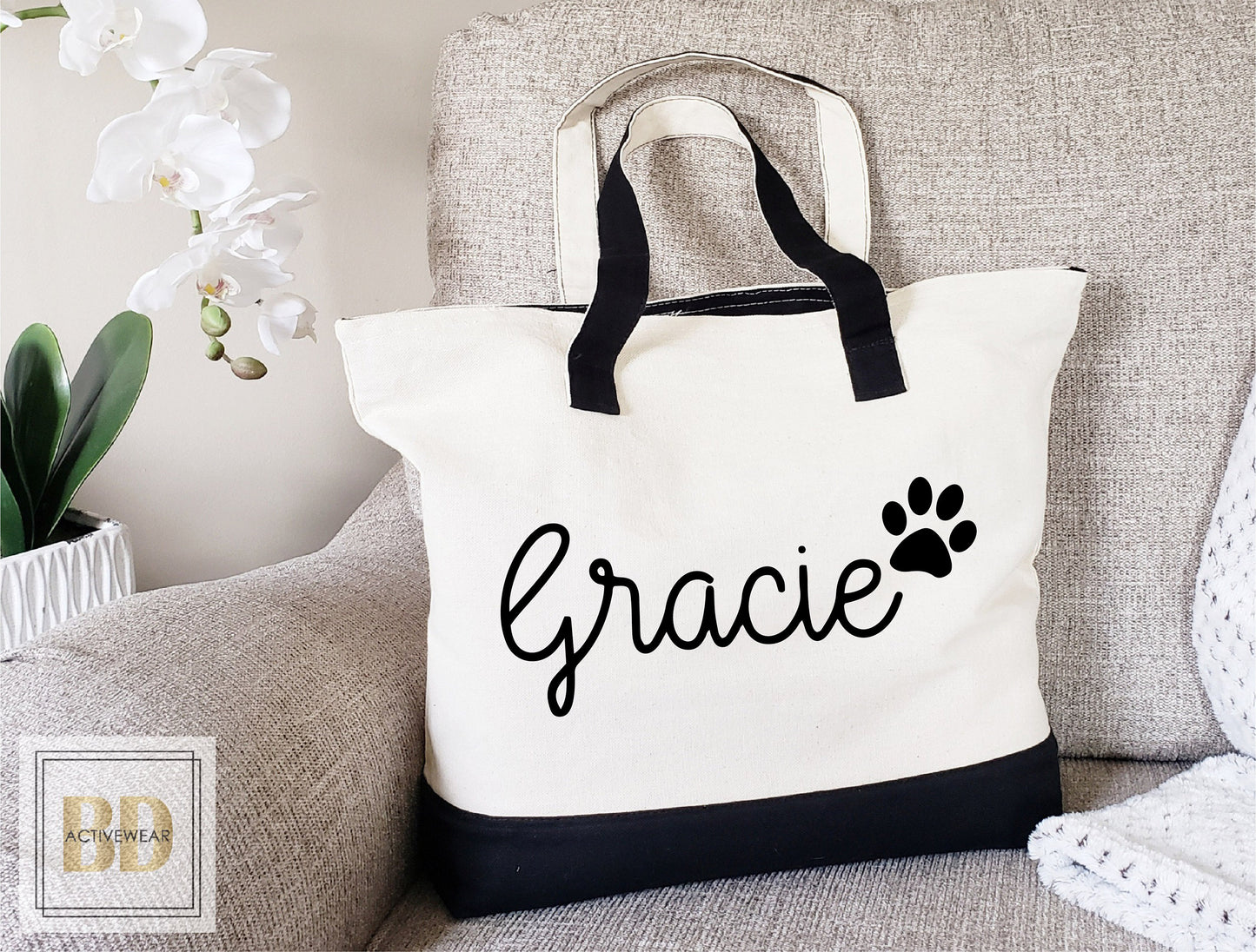 Zipper Tote Bag, Custom dog mom Gift, Personalized Pet Bag, Custom Pet Bag, Custom pet tote Bag, pet gift, Personalized Tote Bag Women