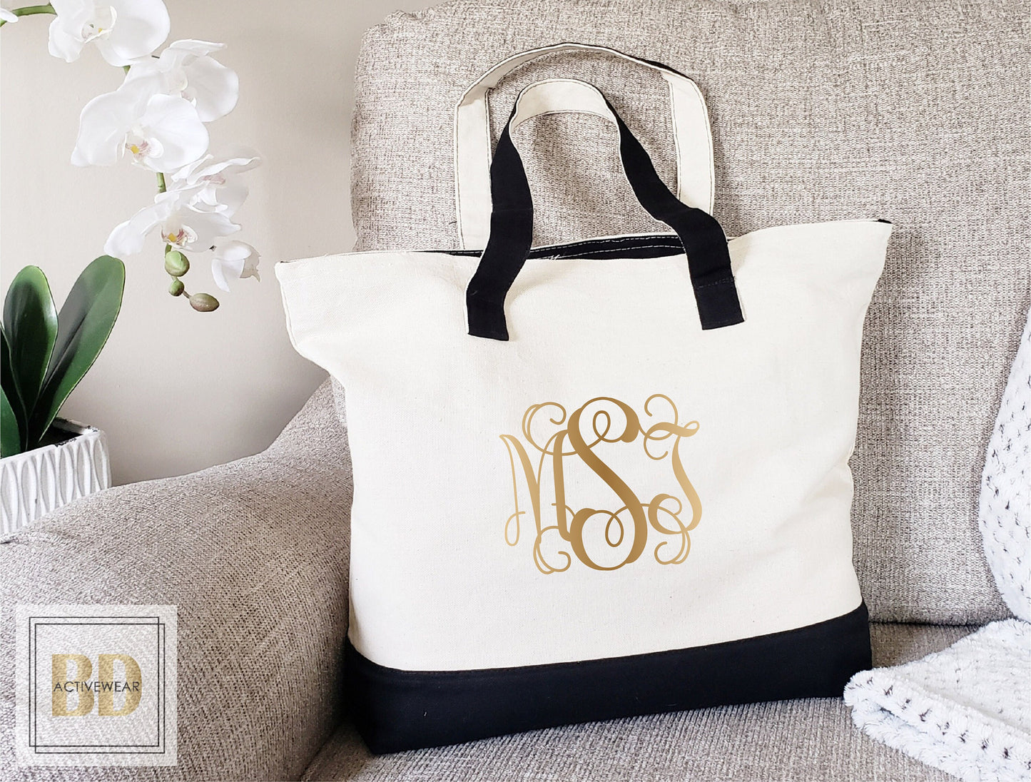 Zipper Tote Bag, Bridesmaid Tote Bag, Set of 5, 6, 7, 8, 9 Personalized Monogram Tote Bag, Bridesmaid Gift, Bridal Party Gift, Proposal Gift