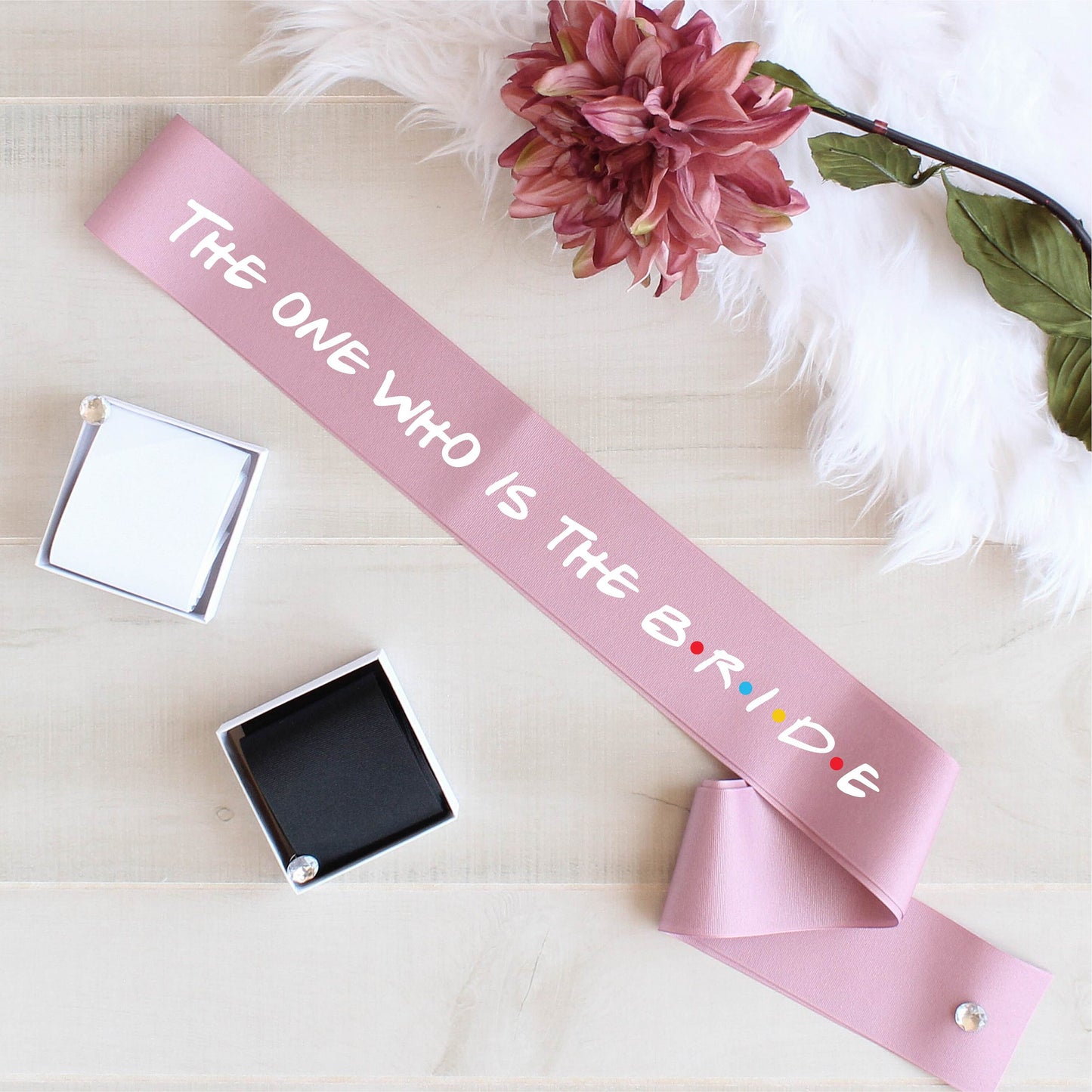 Friends wedding sash, Friends sash, Friends bachelorette, bride sash, bridal party sash, rose gold bridal sash, bridesmaid sash
