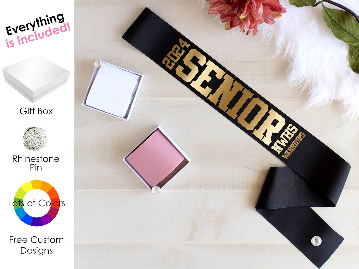 Senior Night Sash, Custom Grad Gift, Senior Sash, Graduation Sash, Class of Sash, Personalized Graduation Sash, Custom Graduation Sash