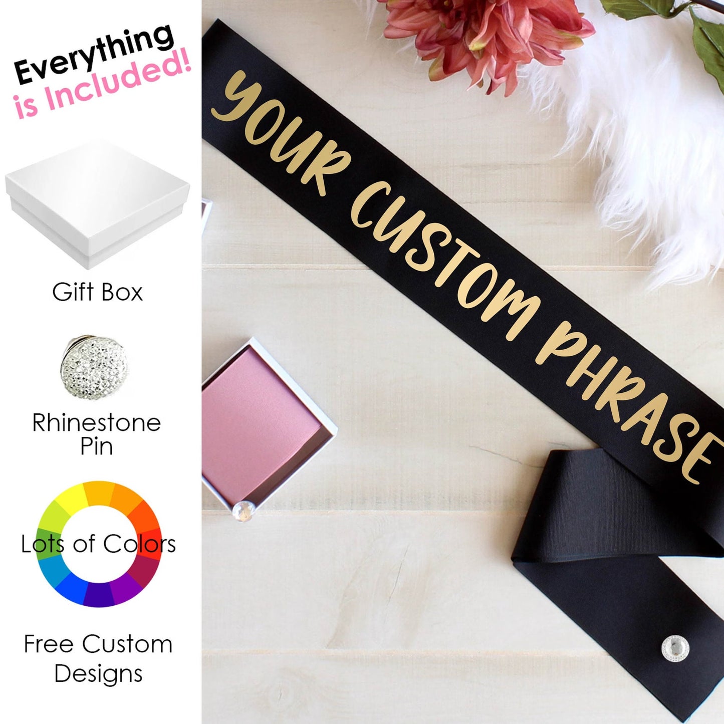 Personalized Sash, Custom Wedding Sash, Custom Baby Shower Sash, Custom Graudation Sash, Custom Birthday Sash, Custom Bachelorette Sash