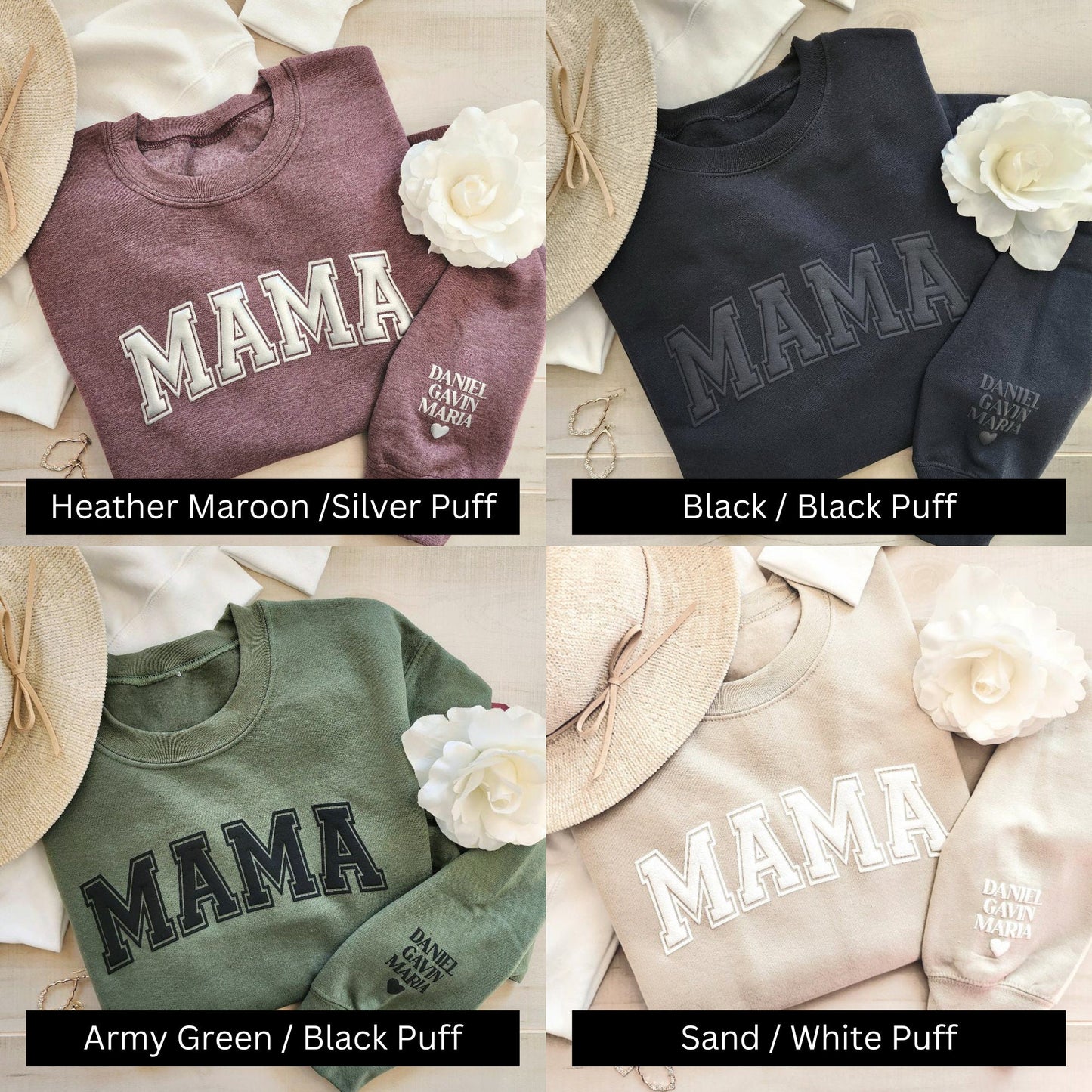 Dad Personalized Sweatshirt with Puff Lettering, Personalized Kid Names on Sleeve, Dad Sweater, New Dad Gift, Fathers Day Gift