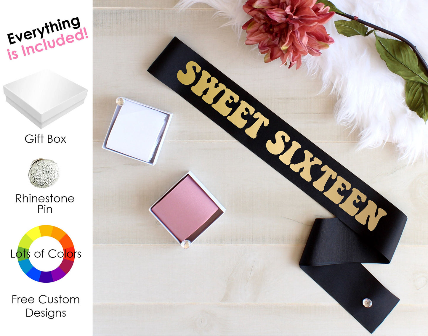 Sweet 16 Birthday Sash, 16th Birthday Sash, Sweet Sixteen, Birthday Girl Sash, Birthday Party Sash, Custom Sweet Sixteen Sash, 16th Birthday