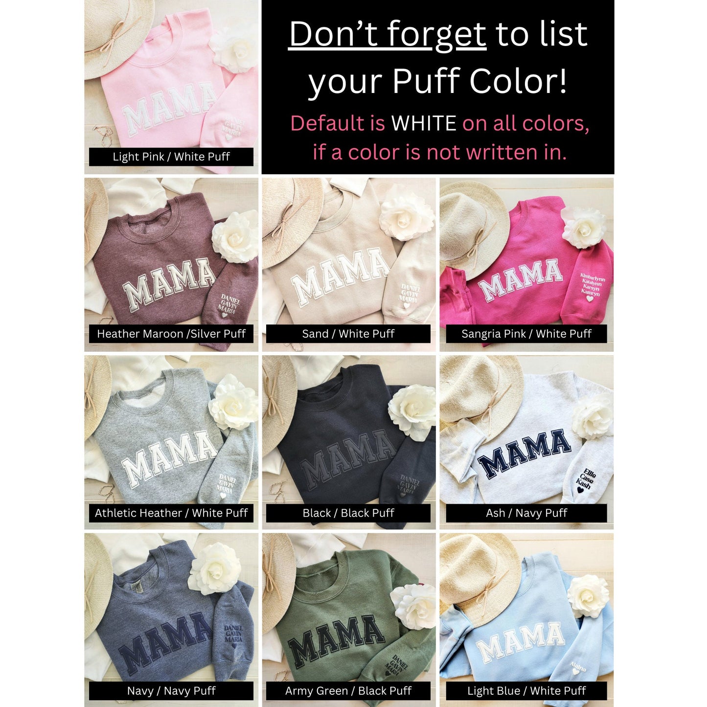 Dad Personalized Sweatshirt with Puff Lettering, Personalized Kid Names on Sleeve, Dad Sweater, New Dad Gift, Fathers Day Gift