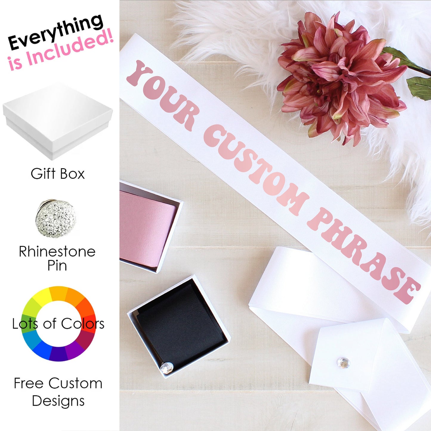 Personalized Sash, Custom Wedding Sash, Custom Baby Shower Sash, Custom Graudation Sash, Custom Birthday Sash, Custom Bachelorette Sash