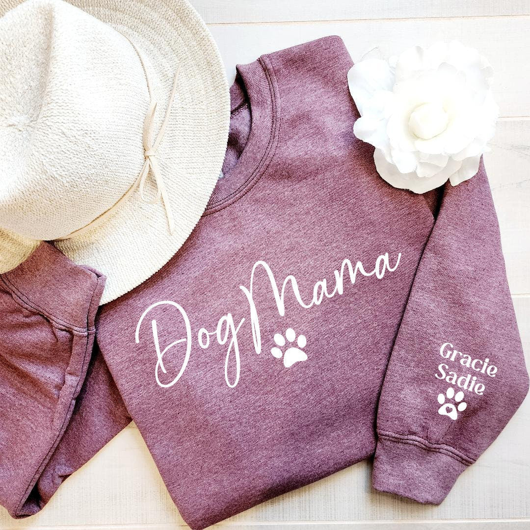 Custom Dog Mom Sweatshirt with Sleeve, Crewneck or Hoodie, Tee Shirt, Fur Mama Sweater, Dog Mom Shirt, Personalized Dog Mom Gift, Pet Shirt