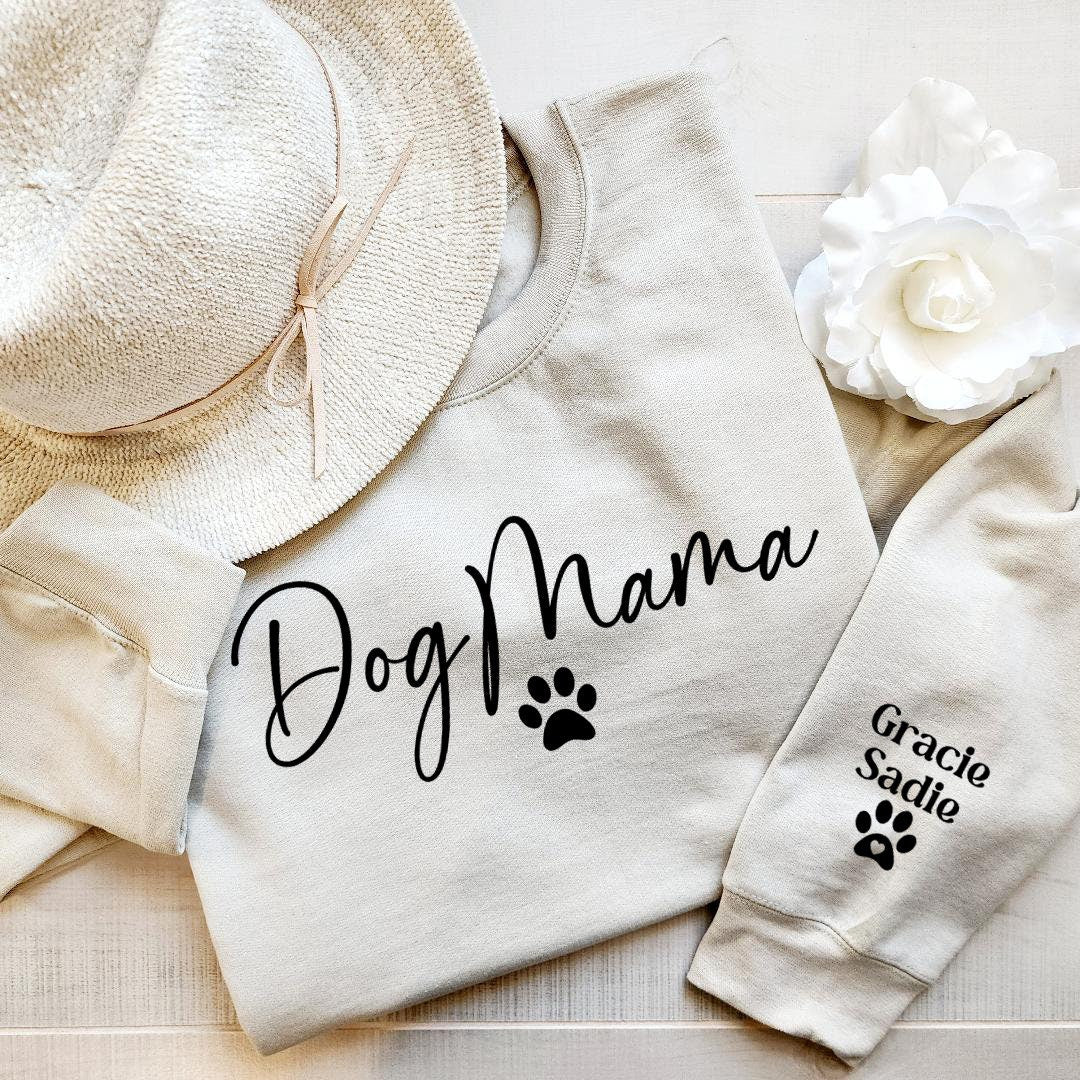 Custom Dog Mom Sweatshirt with Sleeve, Crewneck or Hoodie, Tee Shirt, Fur Mama Sweater, Dog Mom Shirt, Personalized Dog Mom Gift, Pet Shirt