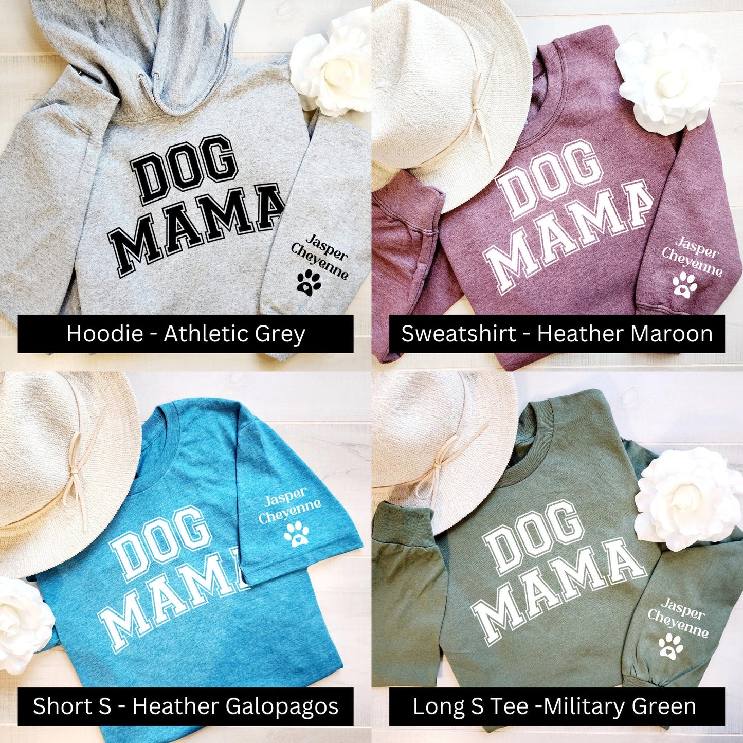 Personalized Dog Mom Sweatshirt with Sleeve, Crewneck or Hoodie, T Shirt, Fur Mama Sweater, Dog Mom Shirt, Custom Dog Mom Gift, Pet Shirt
