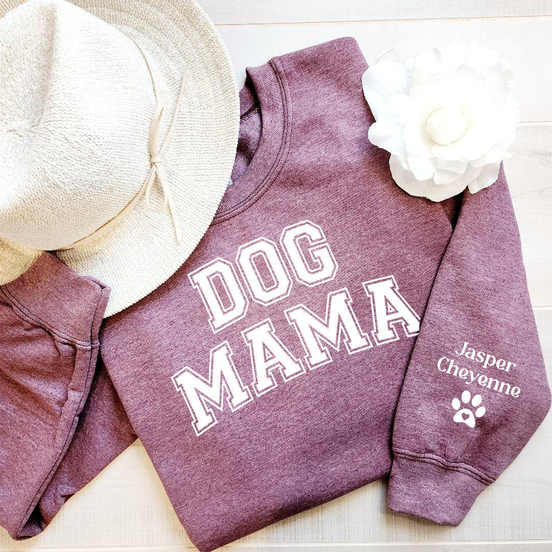 Personalized Dog Mom Sweatshirt with Sleeve, Crewneck or Hoodie, T Shirt, Fur Mama Sweater, Dog Mom Shirt, Custom Dog Mom Gift, Pet Shirt