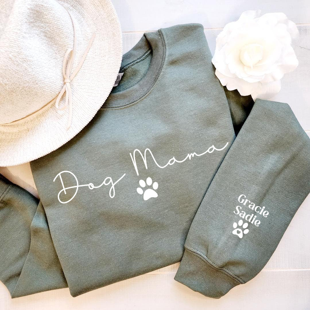 Personalized Dog Mom Sweatshirt with Sleeve, Crewneck or Hoodie, T Shirt, Fur Mama Sweater, Dog Mom Shirt, Custom Minimalist Gift, Pet Shirt