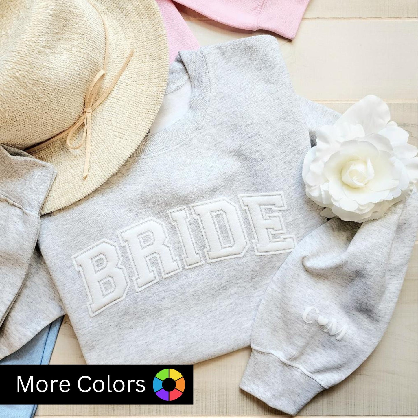 Bride Sweatshirt Initial Heart Sleeve Crew, Personalized Gift for Bride, Engagement Gift, Unique Bridal Shower, Future Mrs, Established