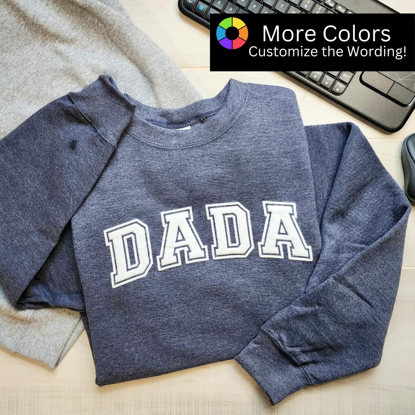 Dad Personalized Sweatshirt with Puff Lettering, Personalized Kid Names on Sleeve, Dad Sweater, New Dad Gift, Fathers Day Gift