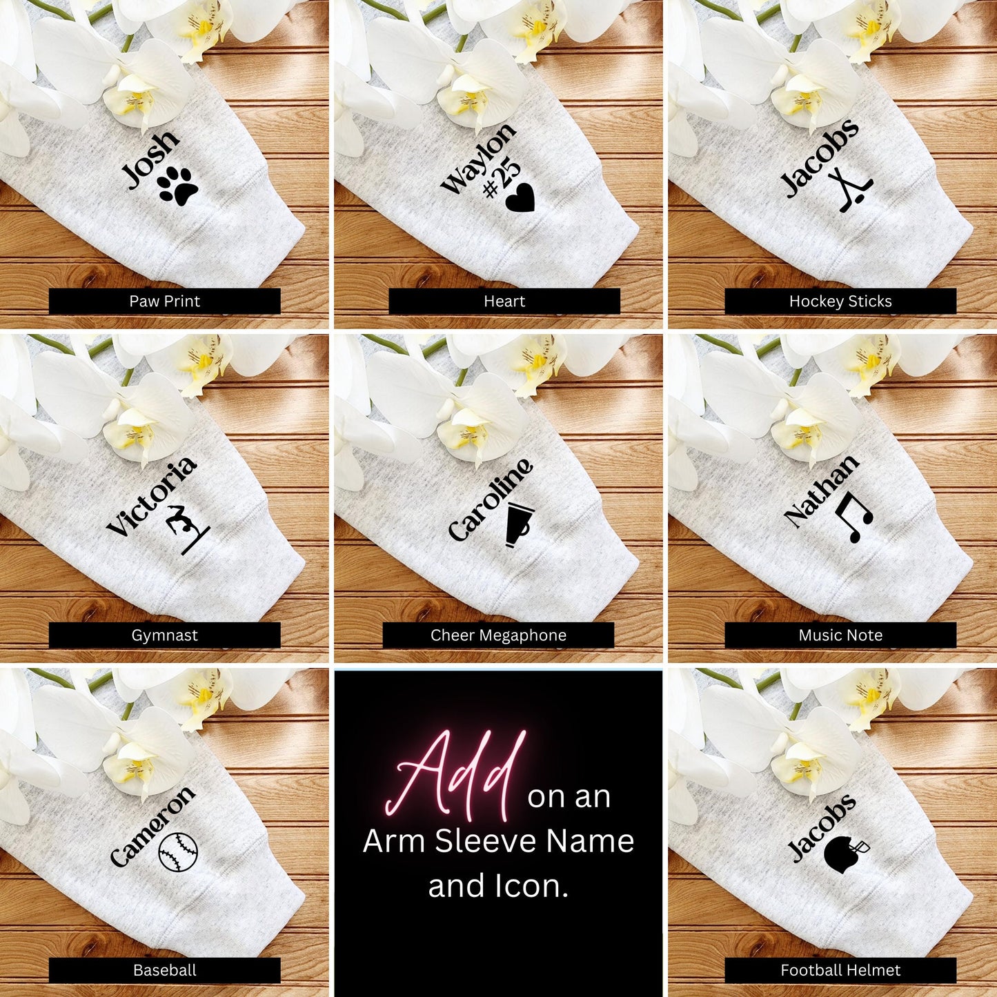 a bunch of towels with a name on them
