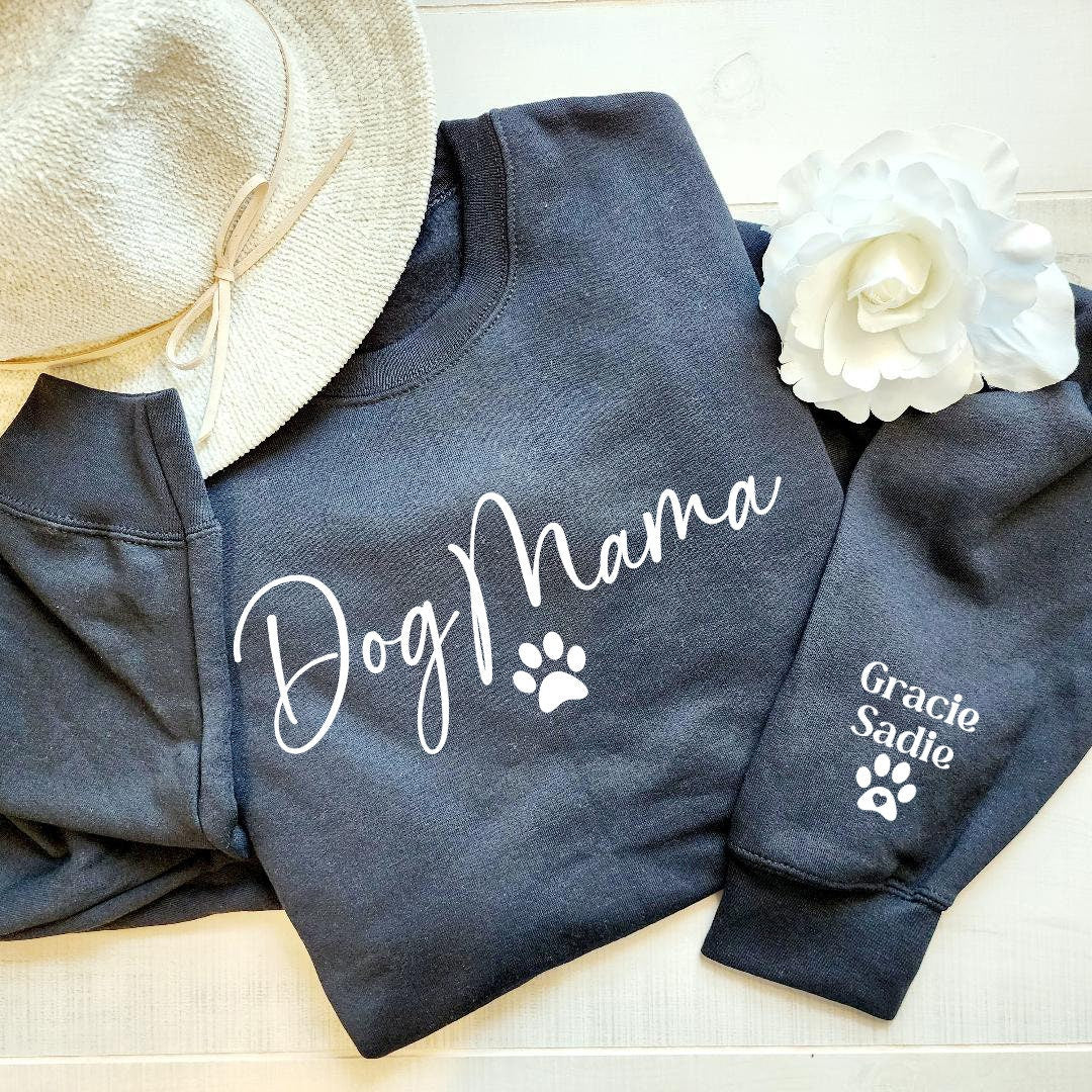 Custom Dog Mom Sweatshirt with Sleeve, Crewneck or Hoodie, Tee Shirt, Fur Mama Sweater, Dog Mom Shirt, Personalized Dog Mom Gift, Pet Shirt