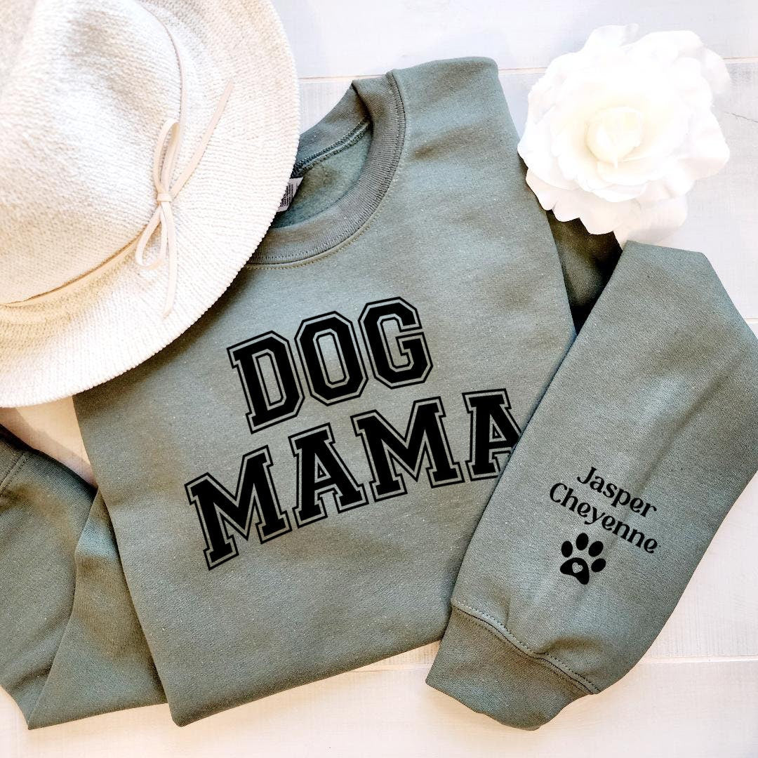 Personalized Dog Mom Sweatshirt with Sleeve, Crewneck or Hoodie, T Shirt, Fur Mama Sweater, Dog Mom Shirt, Custom Dog Mom Gift, Pet Shirt