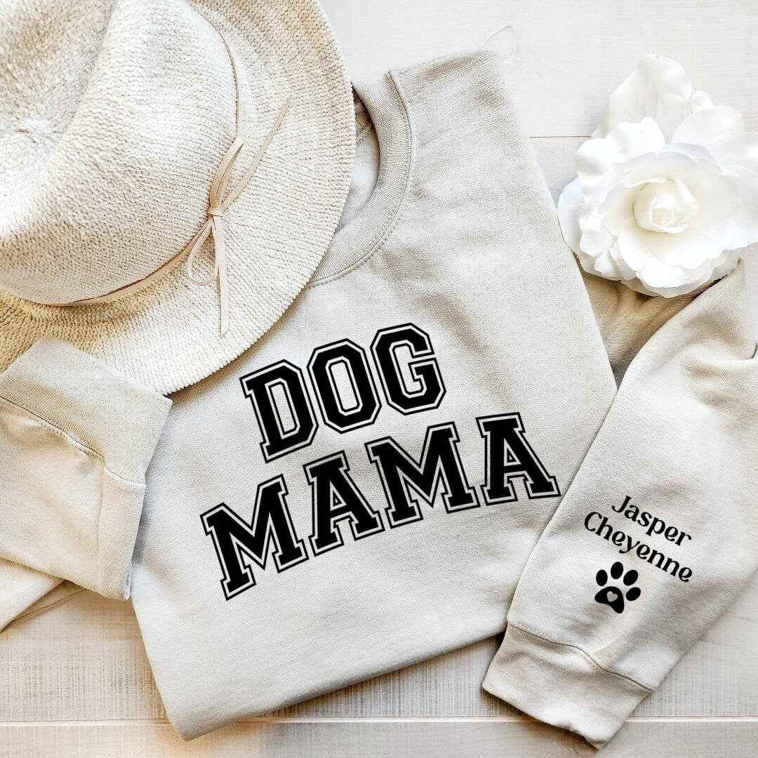 Personalized Dog Mom Sweatshirt with Sleeve, Crewneck or Hoodie, T Shirt, Fur Mama Sweater, Dog Mom Shirt, Custom Dog Mom Gift, Pet Shirt