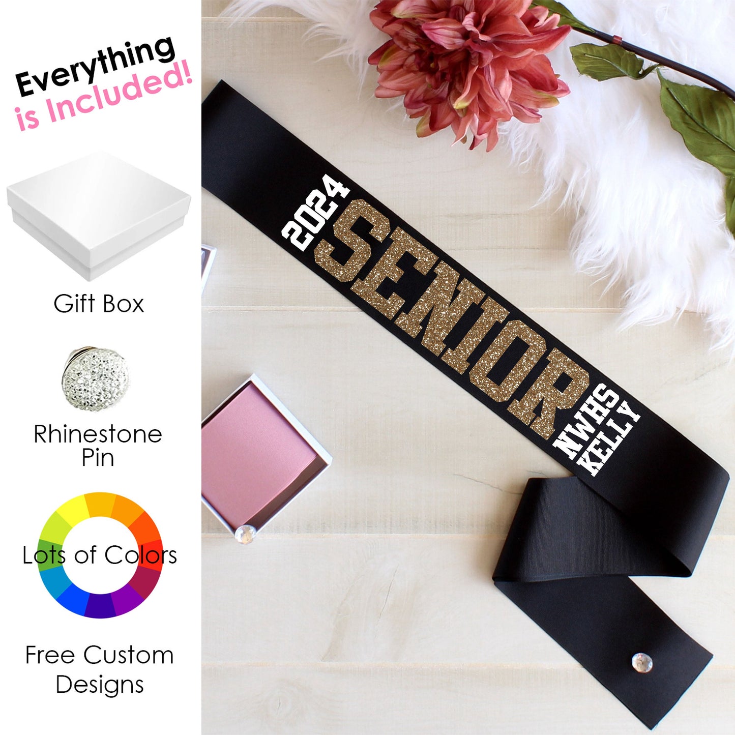 Cheerleader Sash, Senior Night Sash, Dance Team Sash, Custom Grad Gift, Senior Sash, Graduation Sash, Class of Sash, Custom Graduation Sash