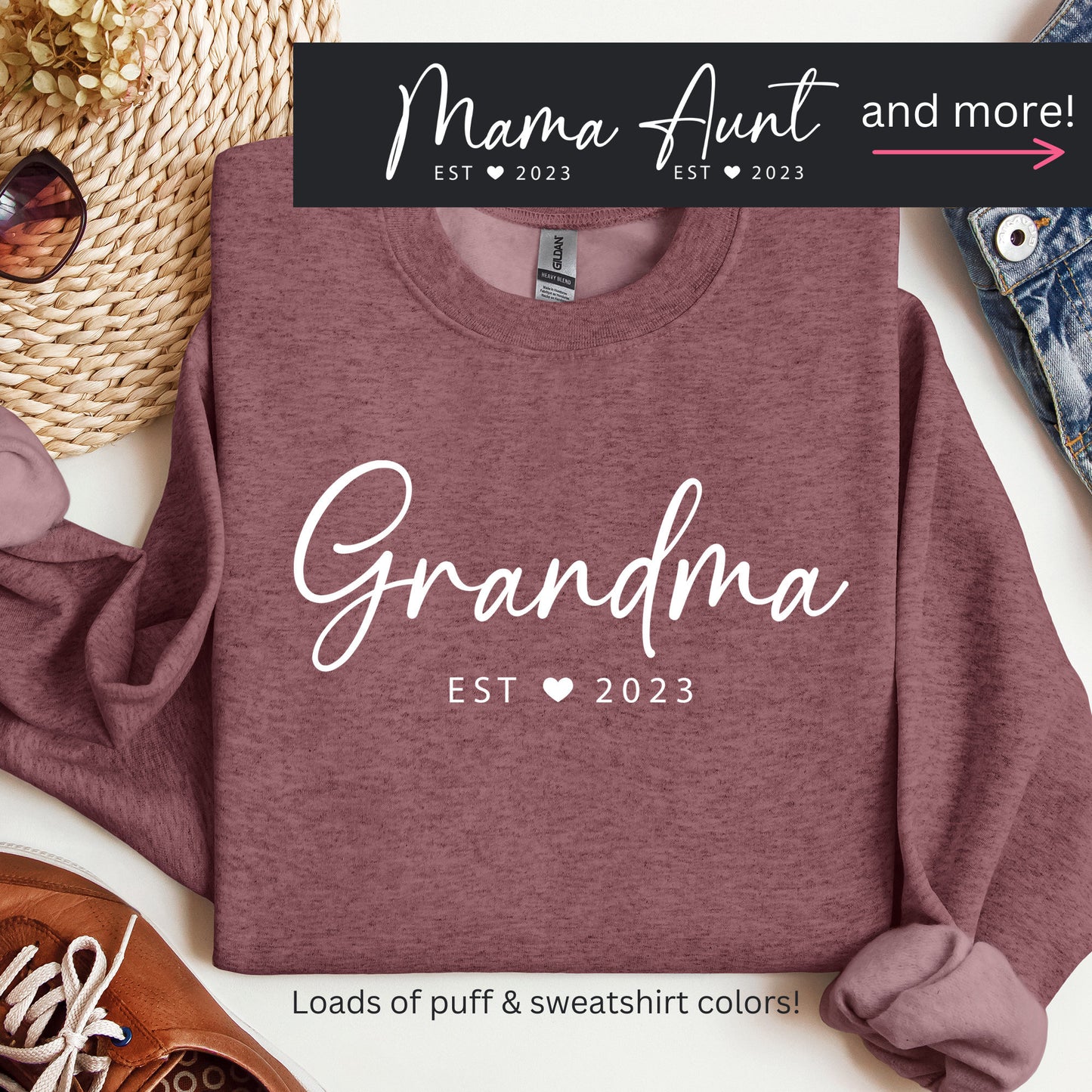Aunt Sweatshirt with Established Year, Birthday Gift, Mothers Day Gift, Gift for Auntie, Cute Aunt Shirt, Keepsake Sweater