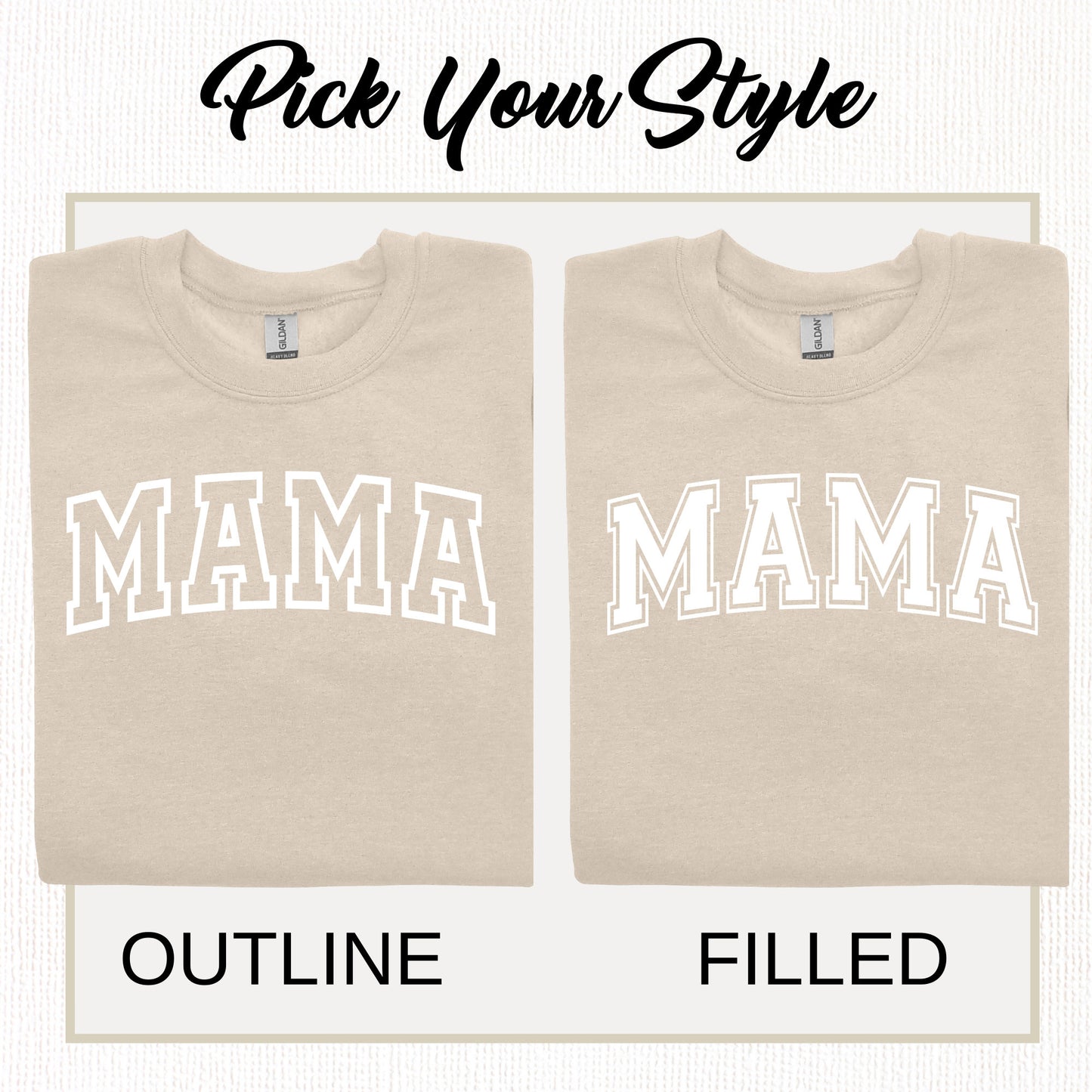 Popular Mama Sweatshirt with Kids Names on Sleeve, Embossed Puff Lettering, Sweater Gift for Mothers Day, New Mom or Birthday, Army Green