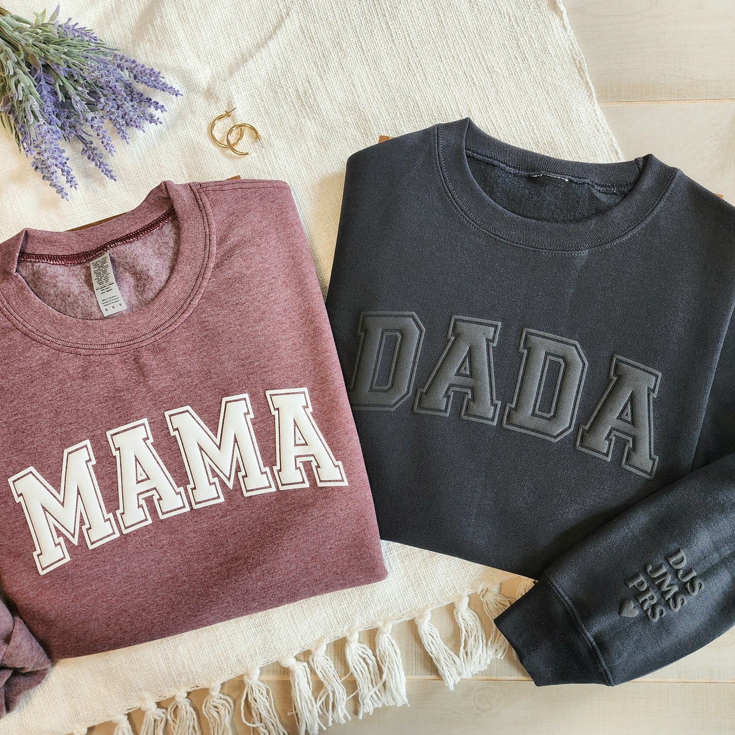 Custom Dad Sweatshirt with Puff Lettering, Personalized Kid Names on Sleeve, Grandpa Sweater, Gift For New Dad, Father's Day Gift