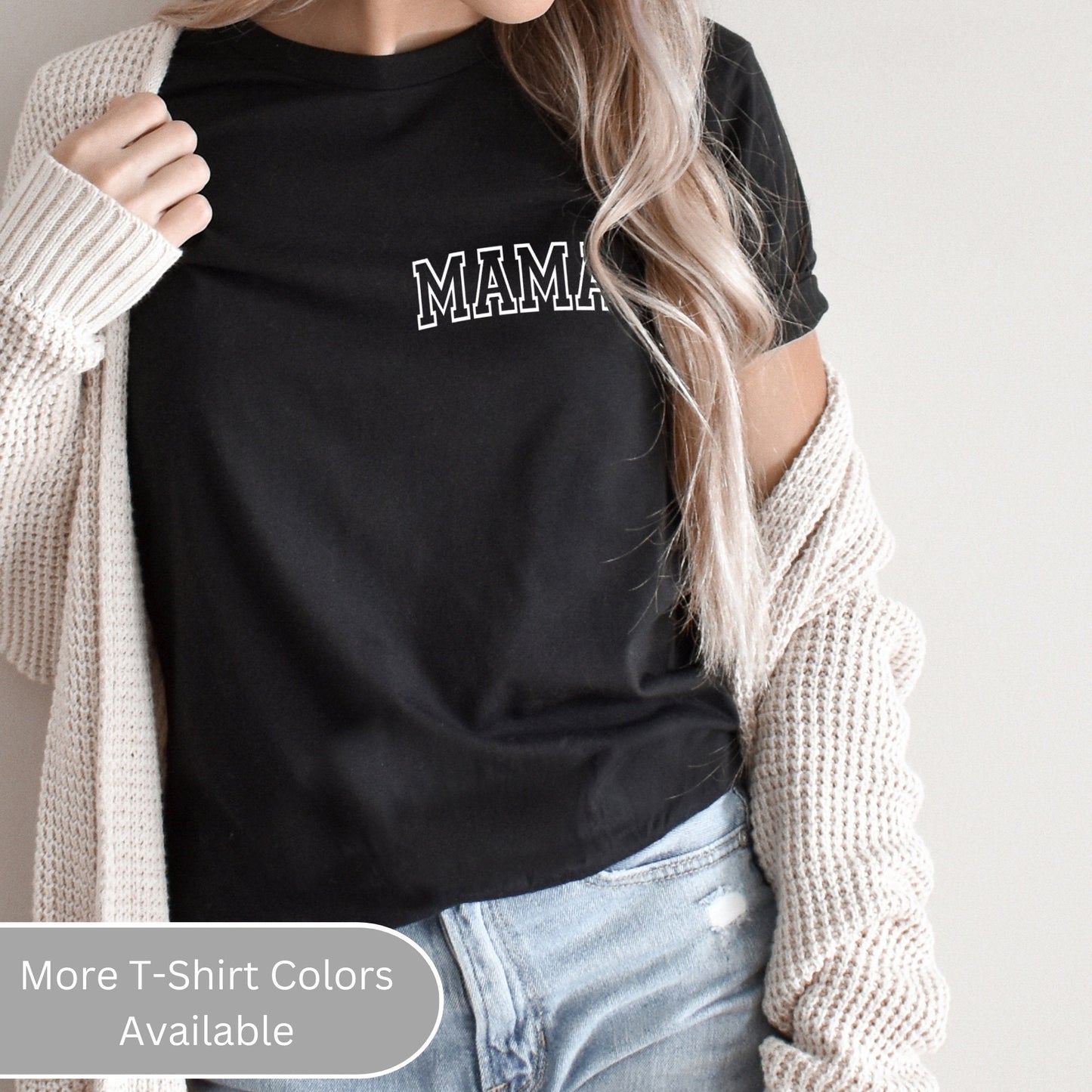 Custom Pocket Mama Shirt with Children Name on Sleeve, Mom T Shirt, Mother's Day Shirt for Women, Pregnancy Reveal, New Mom Gift Shower Gift