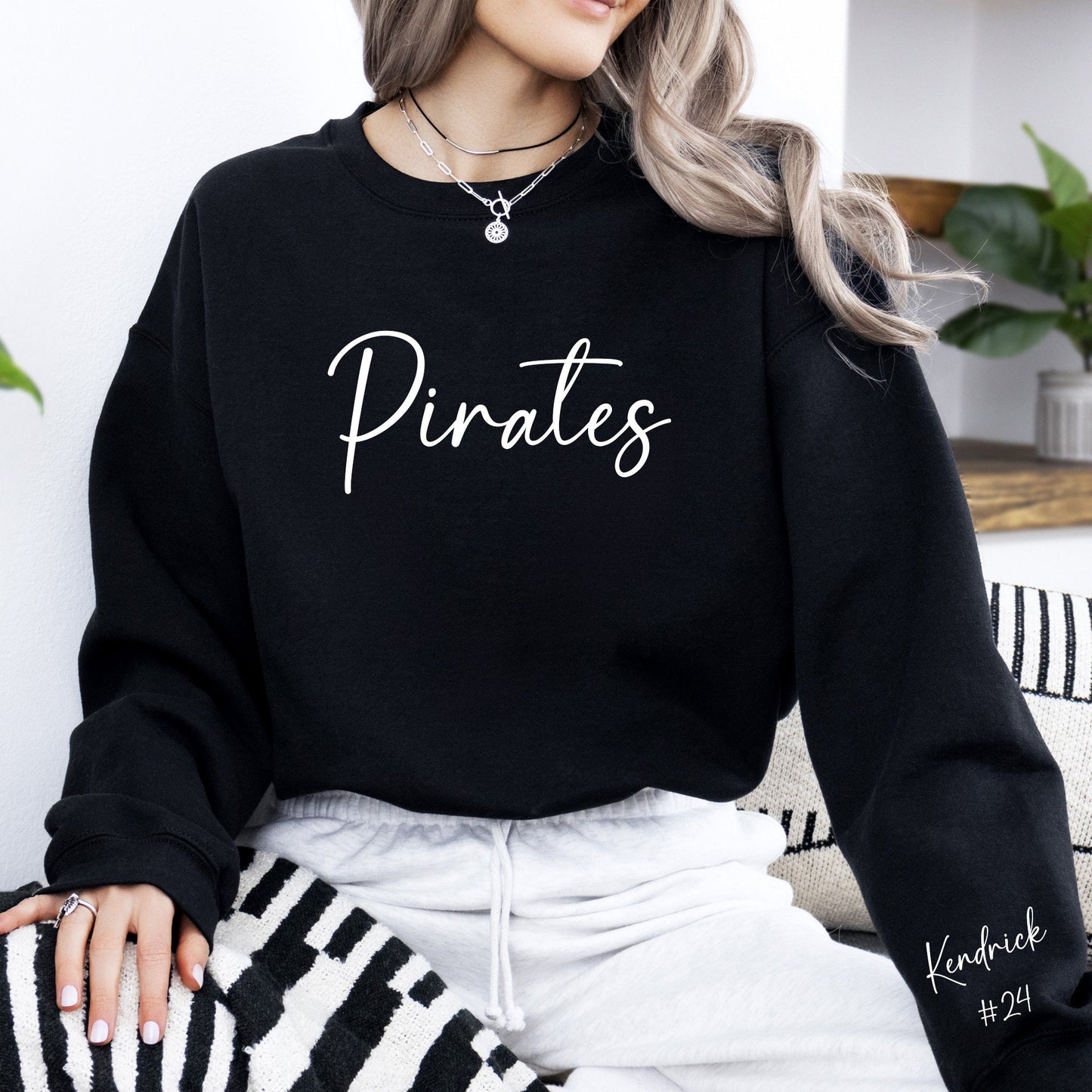Custom Team Name Embossed Puff Sweatshirt with Free Personalized Arm, School Mascot Shirt