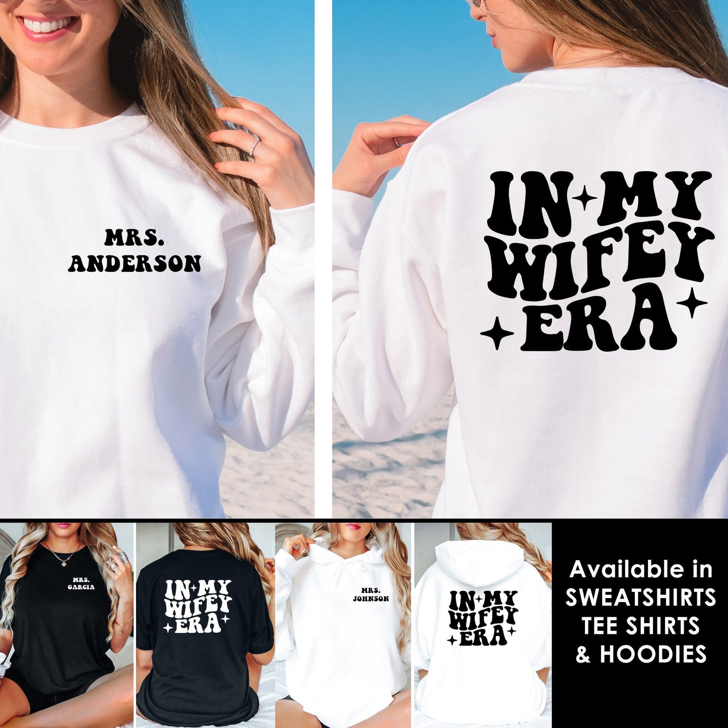 Custom Retro In My Wifey Era, Mrs Sweatshirt, Bridal Shower Gift, Bride To Be Sweater, Custom Fiancée Shirt, Wedding Gifts, Bachelorette