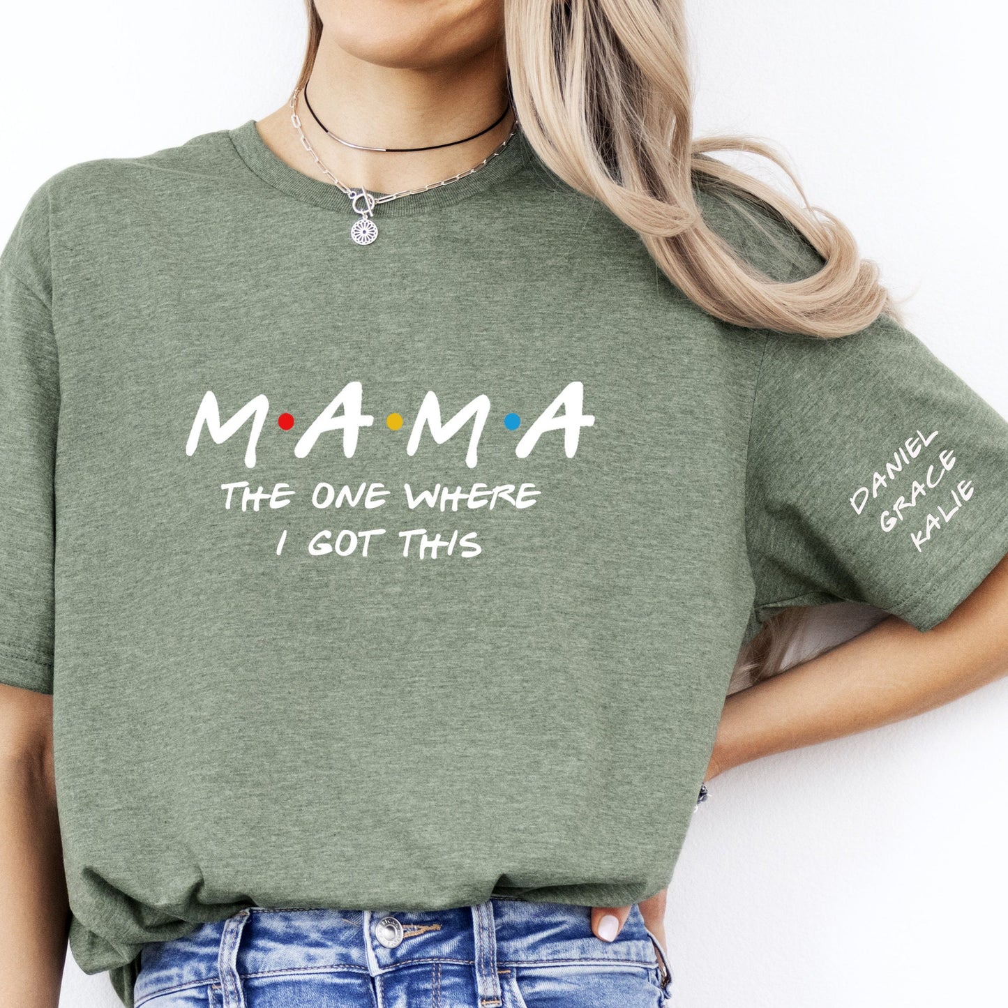 Mama Shirt You Got this, Personalized Kid Names on Sleeve, Minimalist Mama Tee, Gift for Her, Custom Baby Shower Gift