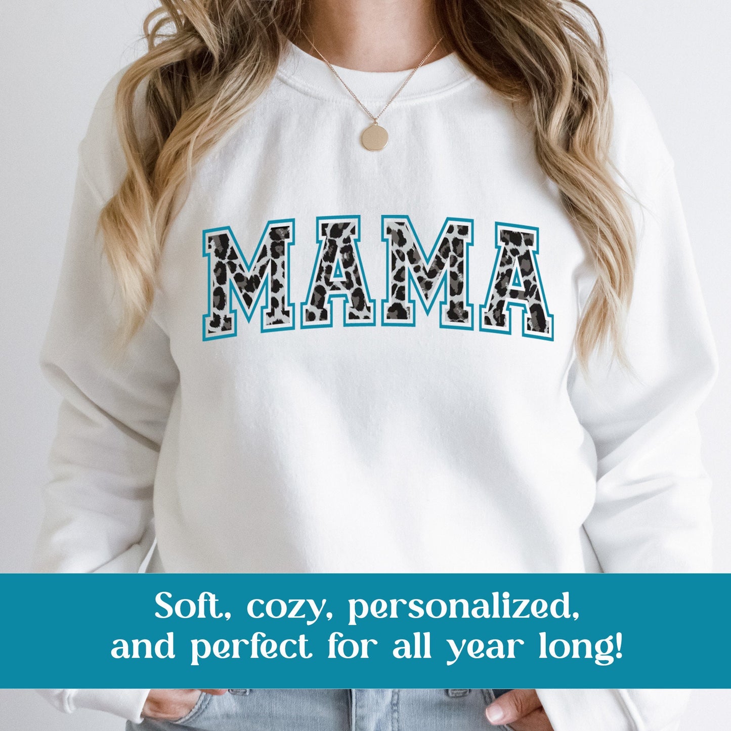 Cool Custom Mama Sweatshirt with Kids Names, Leopard Design, New Mom Sweater, Minimalist Momma Gift, Personalized Gift for Her, Baby Shower