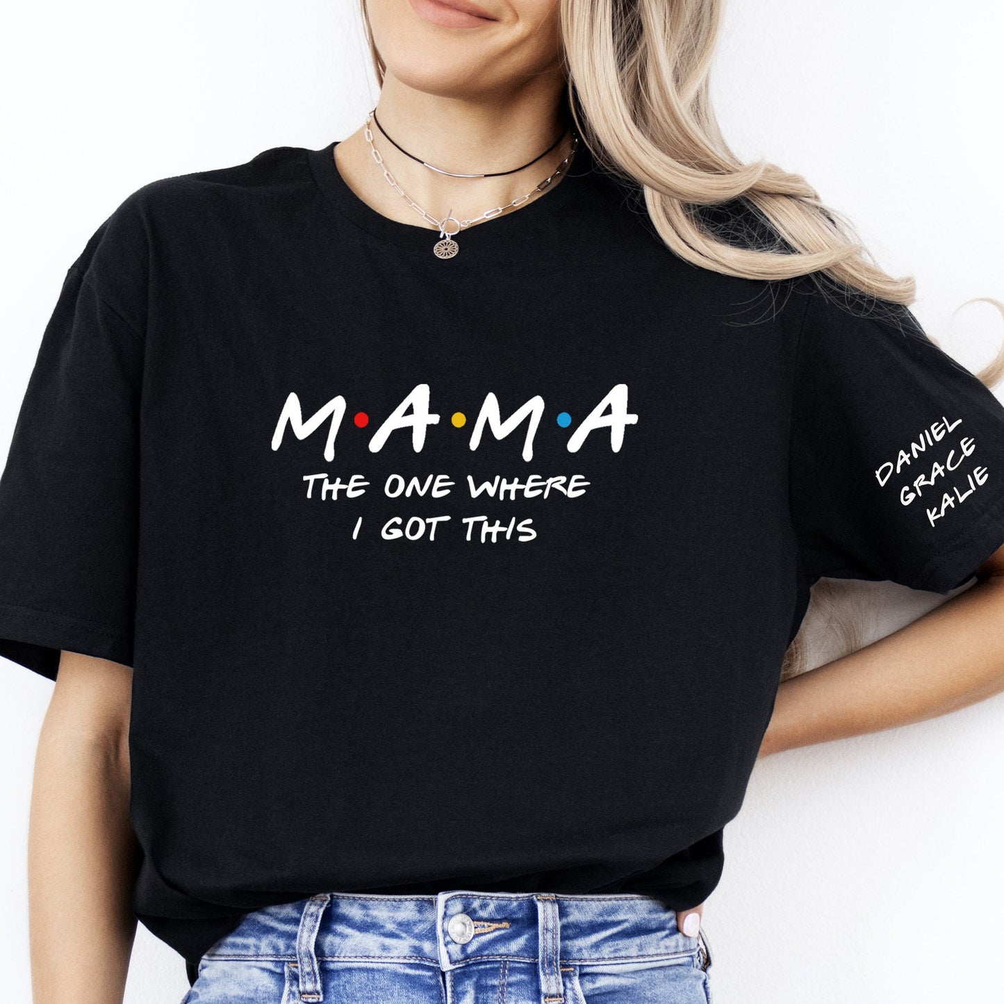 Mama Shirt You Got this, Personalized Kid Names on Sleeve, Minimalist Mama Tee, Gift for Her, Custom Baby Shower Gift