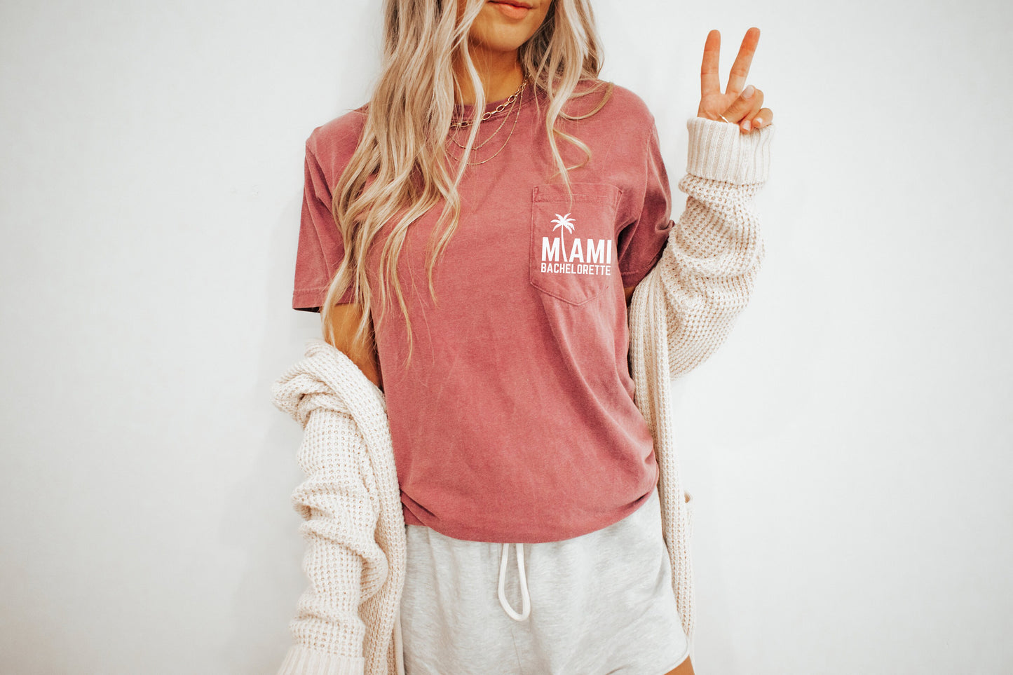 Miami Bachelorette Shirt, Miami Bride, Minimalist Bride Shirt, Bachelorette Party Shirt, Engagement Shirt, Comfort Colors Pocket Shirt