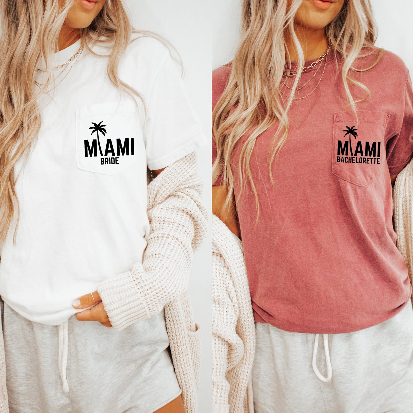 Miami Bachelorette Shirt, Miami Bride, Minimalist Bride Shirt, Bachelorette Party Shirt, Engagement Shirt, Comfort Colors Pocket Shirt
