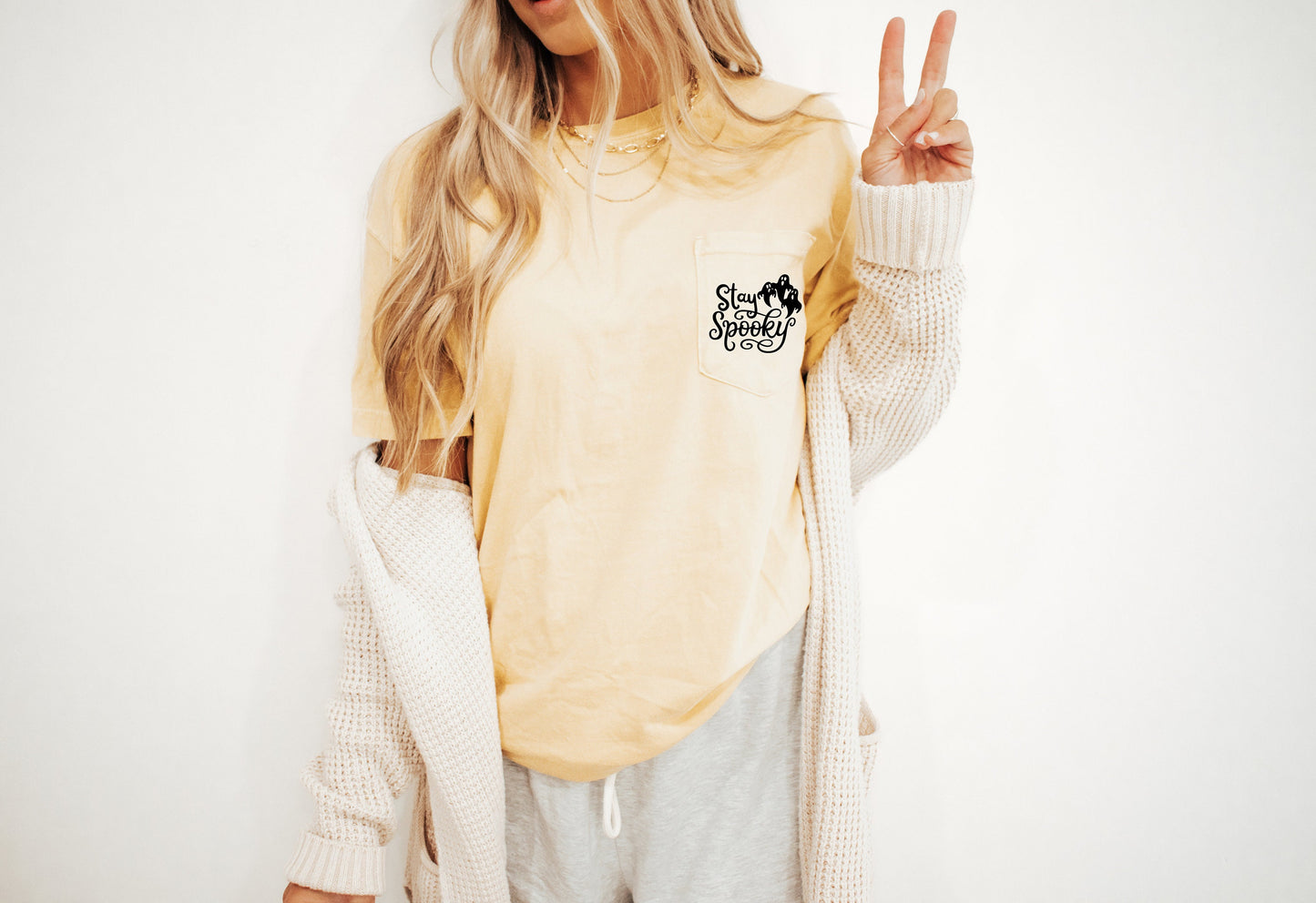 Stay Spooky Shirt, Halloween Pocket Tee, Spooky Season Shirt, Cute Halloween Shirt, Minimalist Halloween Shirt, Comfort Colors Pocket Shirt