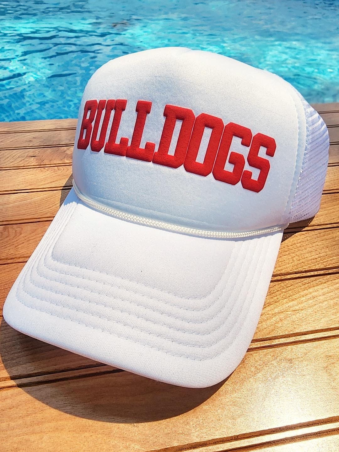 CUSTOM Puff Bulldogs Foam Trucker Hat for Women, Embossed Print, Custom Baseball Hat, Team Hat, Football Mom Hat, Mascot Hat