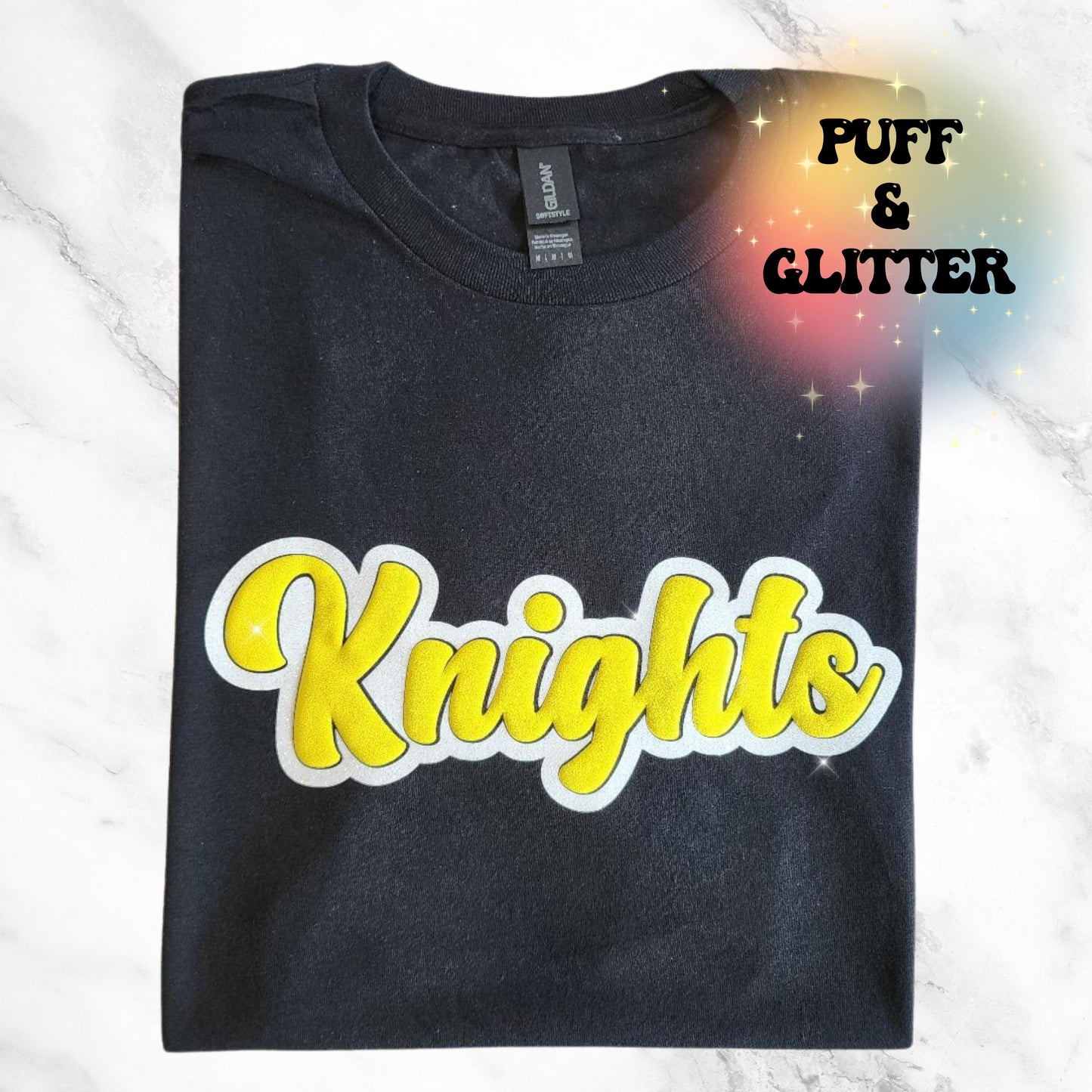 Custom Puff Team Name Tee Shirt, Glitter Team Name tshirt, Embossed School Mascot Shirt, School Spirit Cheer, Football Mom, Junior High