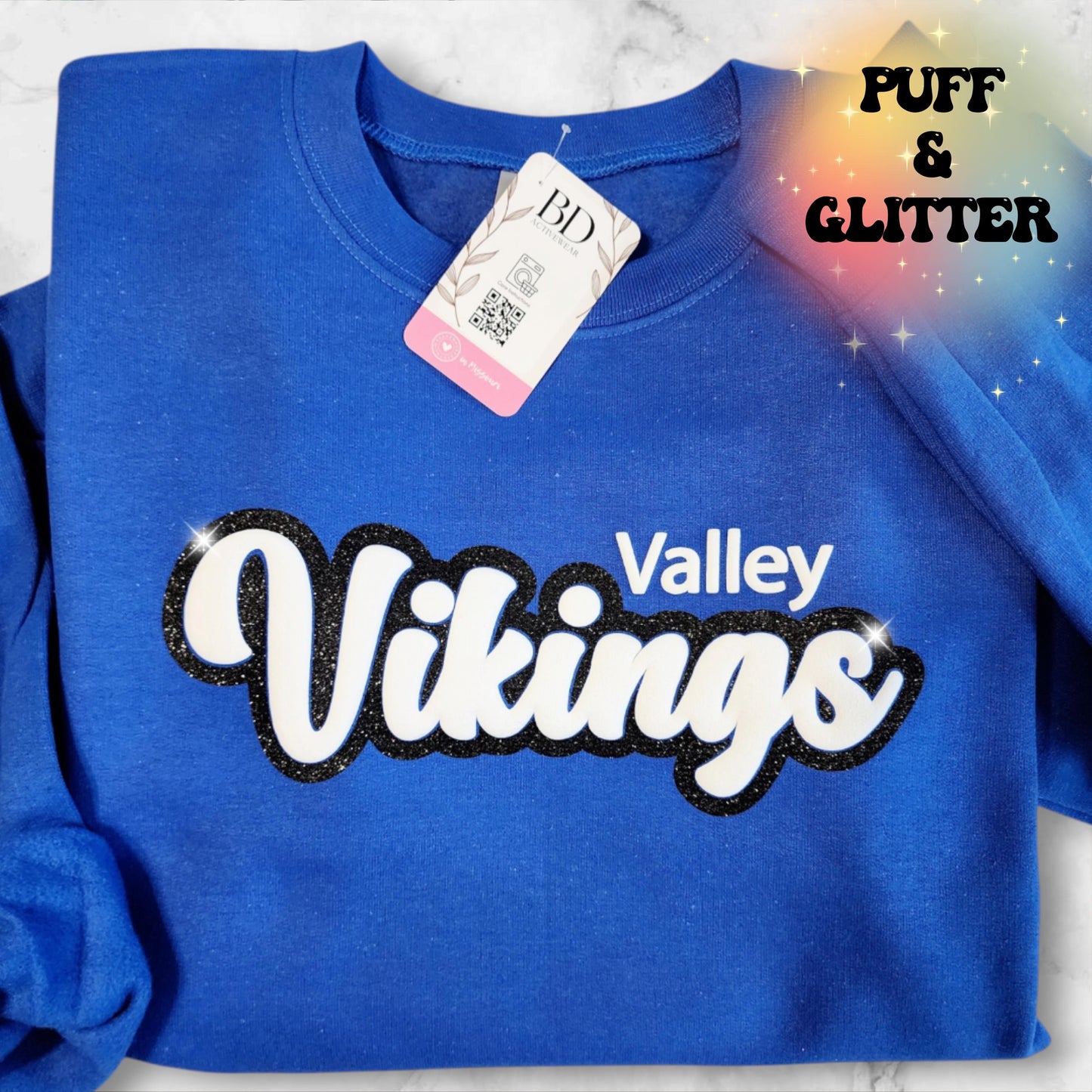 Custom Puff Print Team Name Sweatshirt, Glitter & Embossed Mascot Sweater, Custom School Spirit Tee Shirt, Gift Idea, Metallic Puff Print