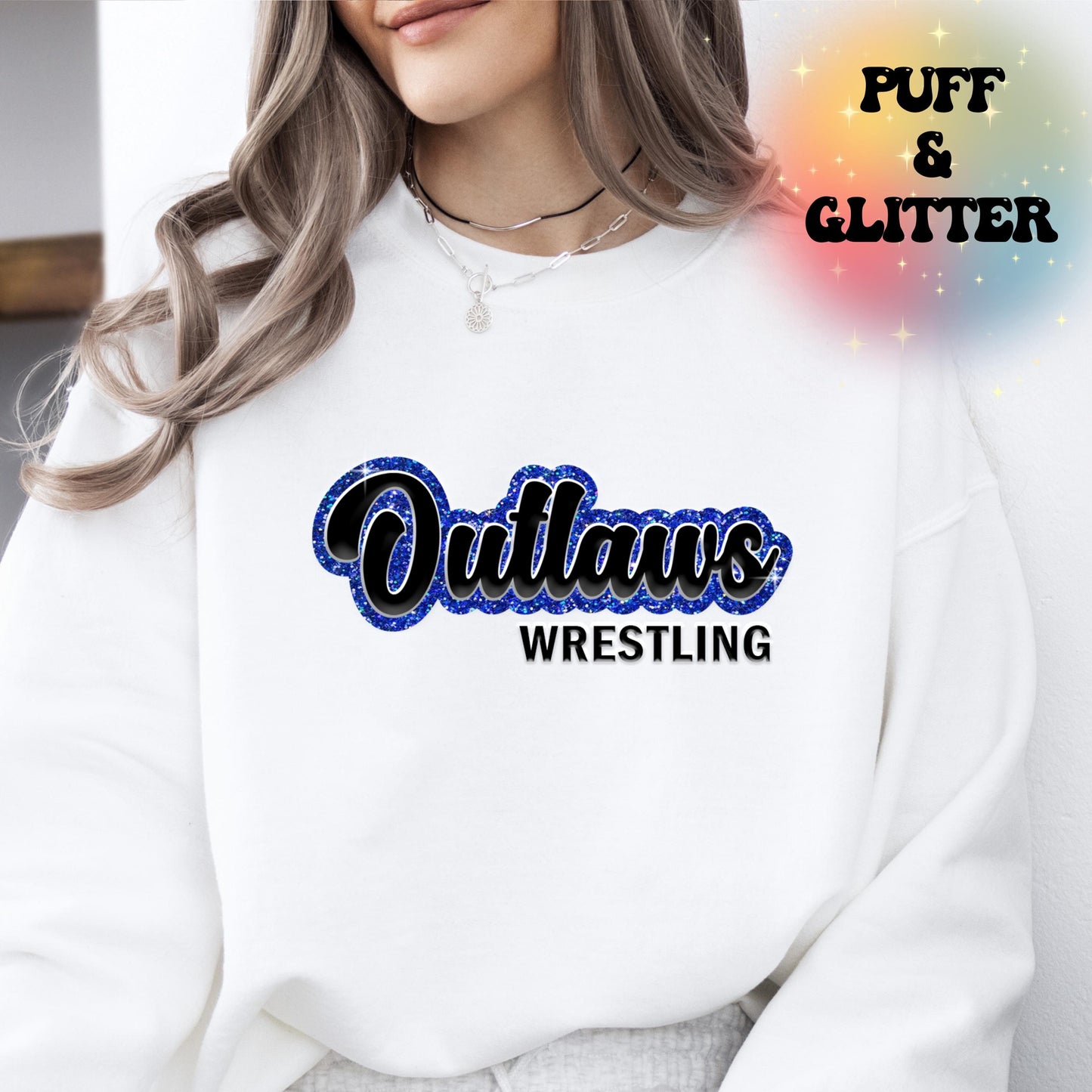 Custom Puff Print Team Name Wrestling Sweatshirt, Glitter & Embossed Mascot Sweater, Custom School Spirit Tee Shirt, Gift Idea