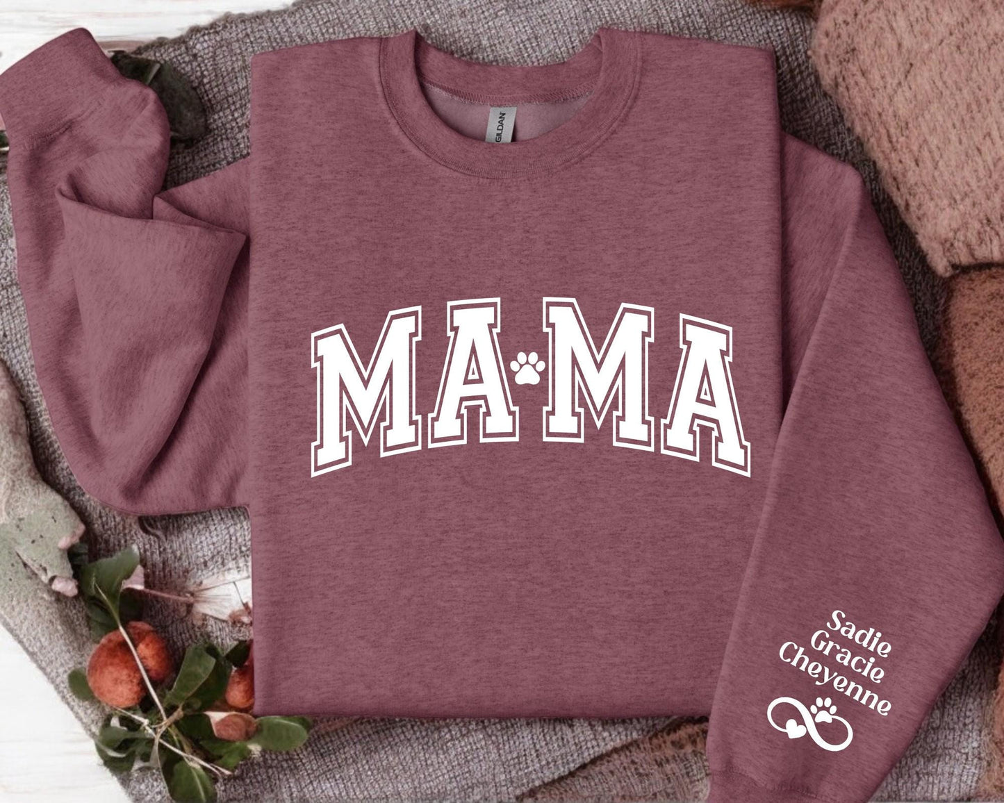 Custom Fur Mama Sweatshirt with names, Customized Dog Person Gift, Pet Lover, Dog Remembrance Gift, Cat Mom Tee Shirt, New Pet Owner